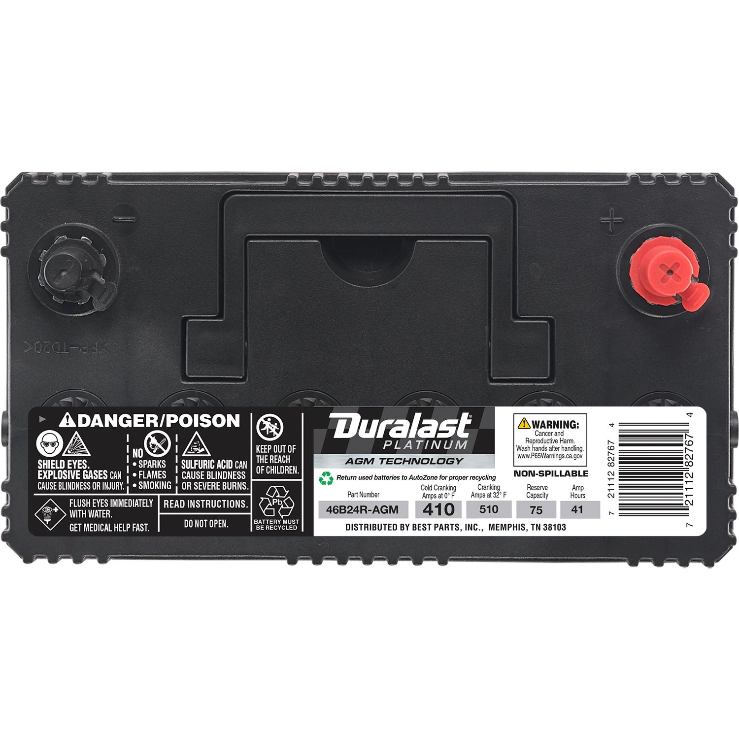 Duralast Platinum Group Size S46B24R Absorbed Glass Mat (AGM) Battery 46B24R-AGM