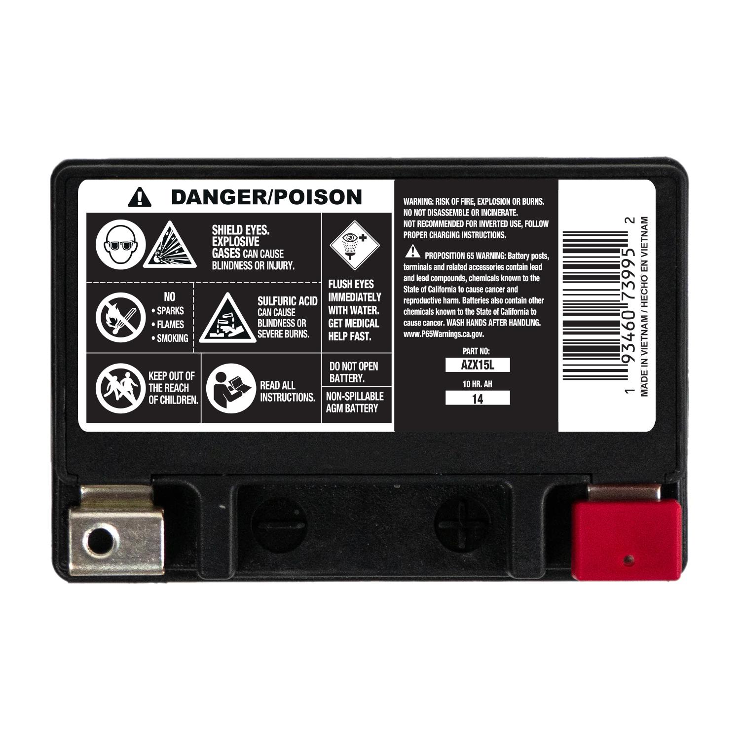 Duralast Gold AGM Battery / Group Size Powersport AZX15L | AutoZone