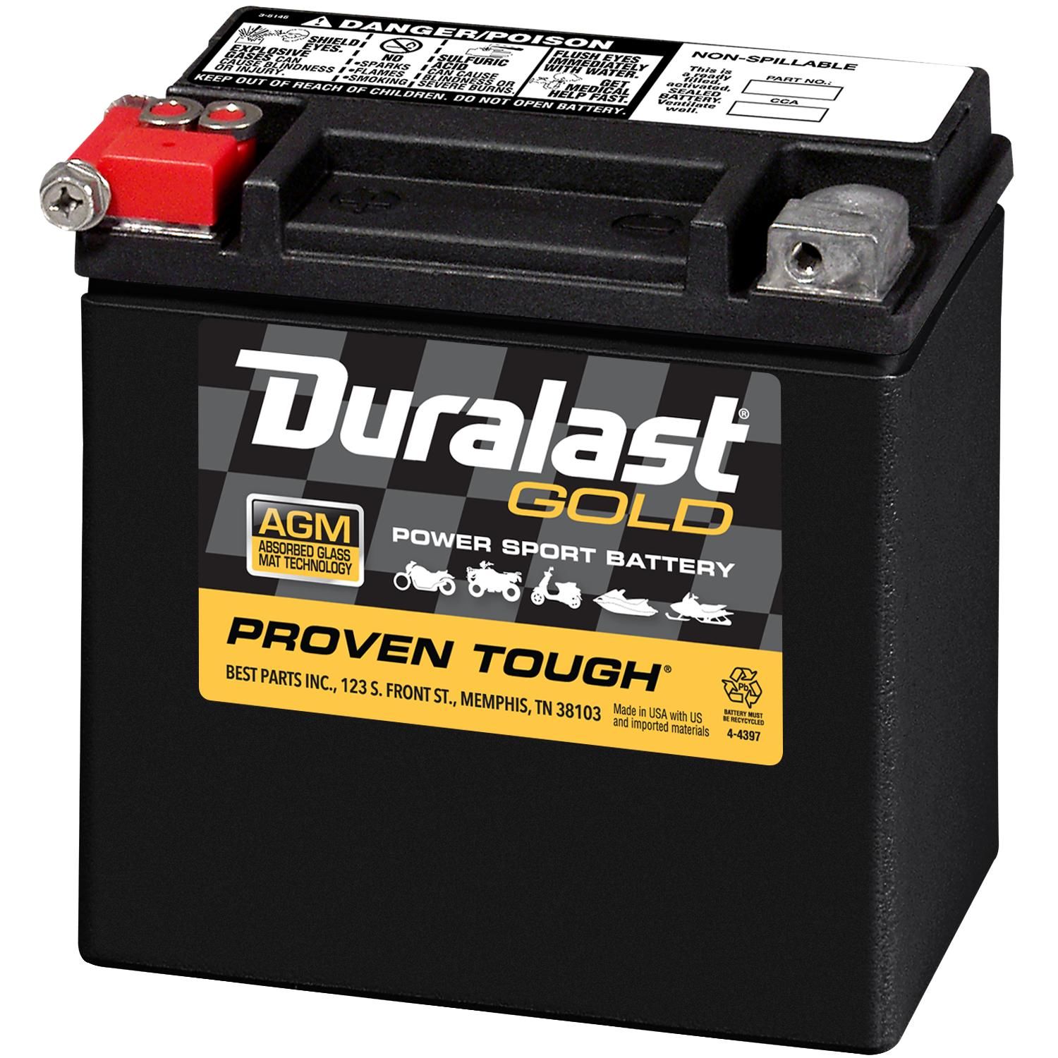 Duralast Gold Group Size BTX14 Powersport Absorbed Glass Mat (AGM) Battery ETX14 for Buick Regal