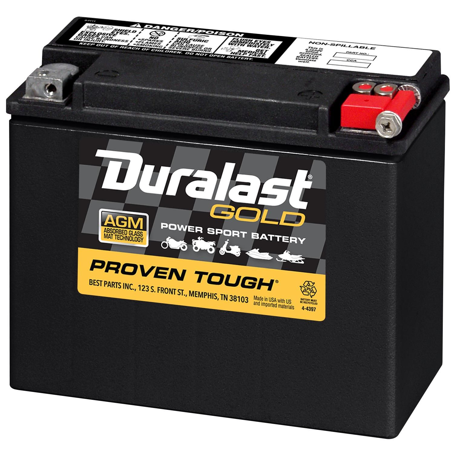 Duralast Gold Group Size 18L Powersport Absorbed Glass Mat (AGM) Battery ETX18L for Buick Regal