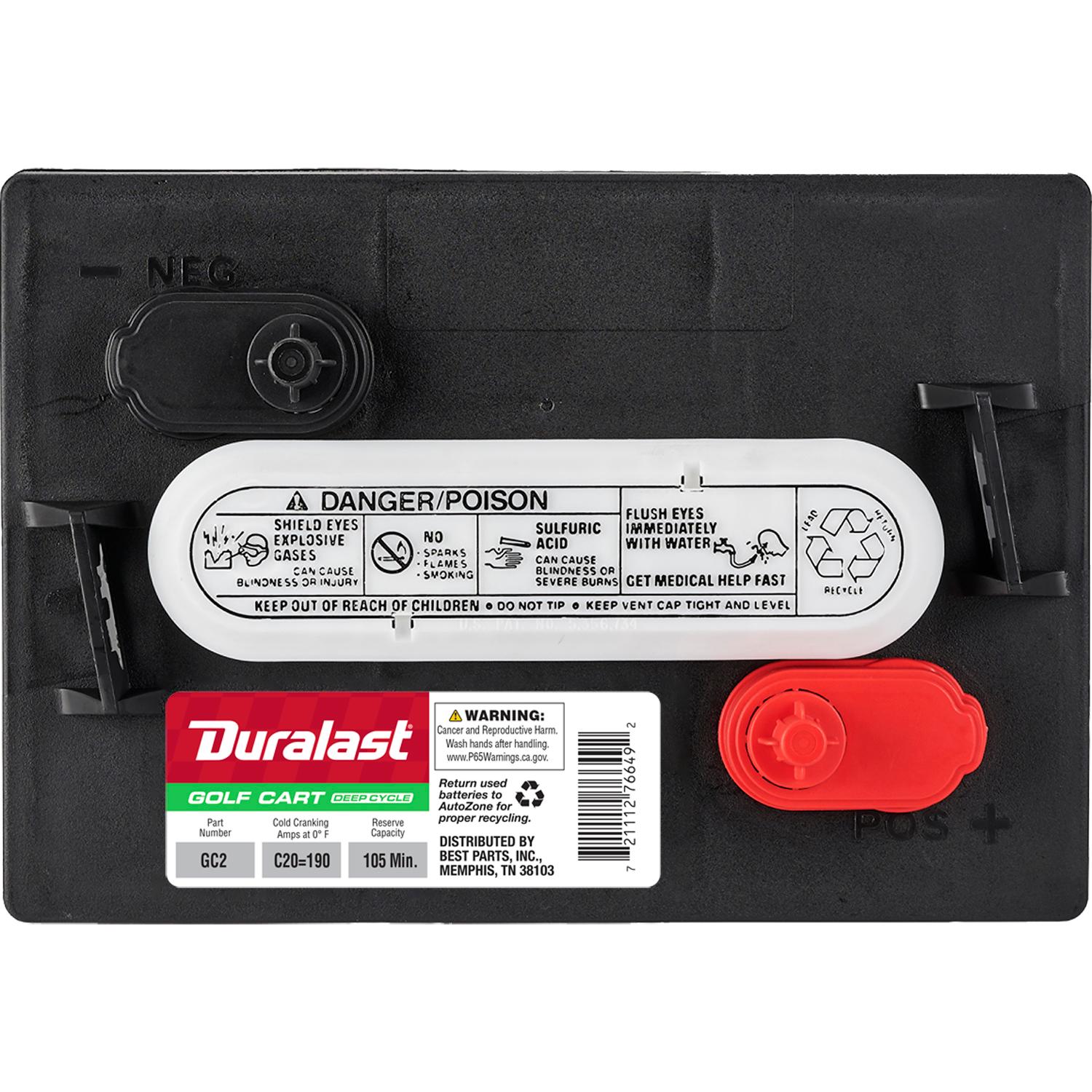 Duralast 6 Volt Group Size GC2 Golf Cart Battery GC2 | AutoZone