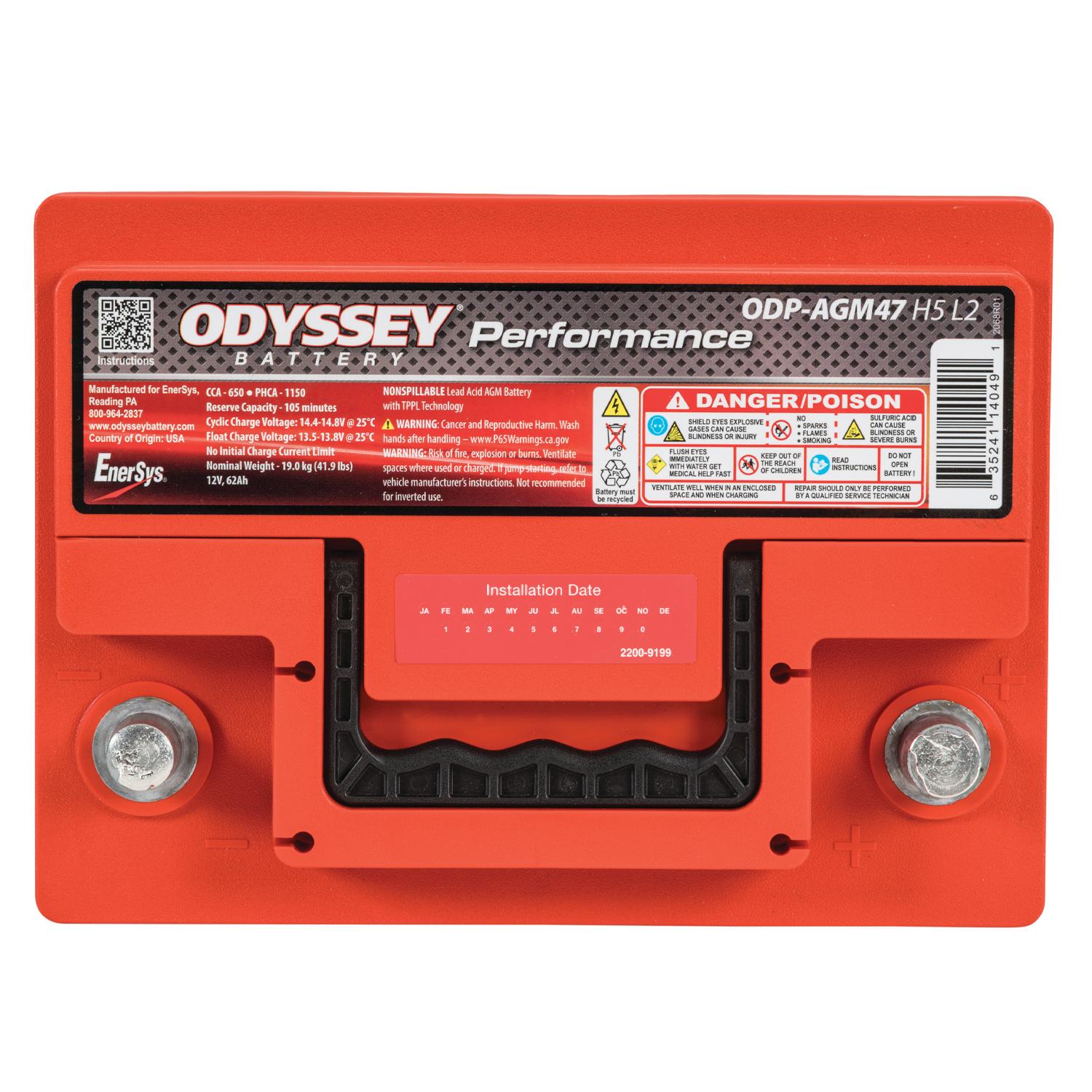 Odyssey Performance Group Size 47 Absorbed Glass Mat (AGM) Battery