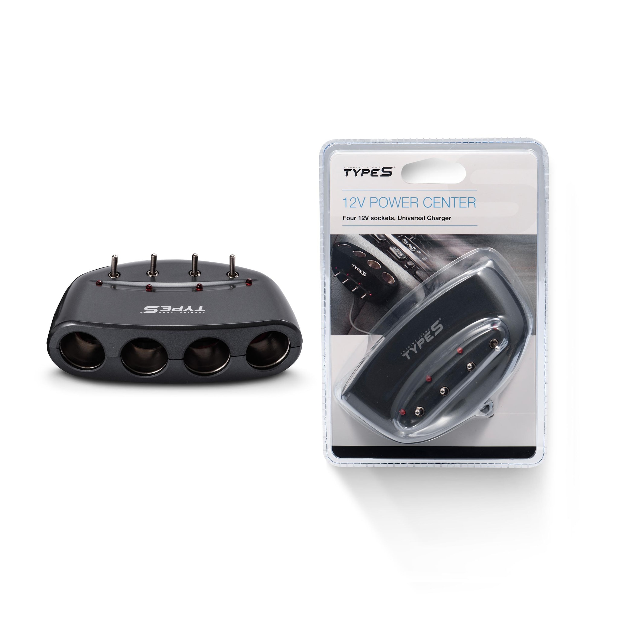 autozone cigarette lighter adapter TYPE S AC02165-60/6 Charcoal Gray Quad Socket Power Center