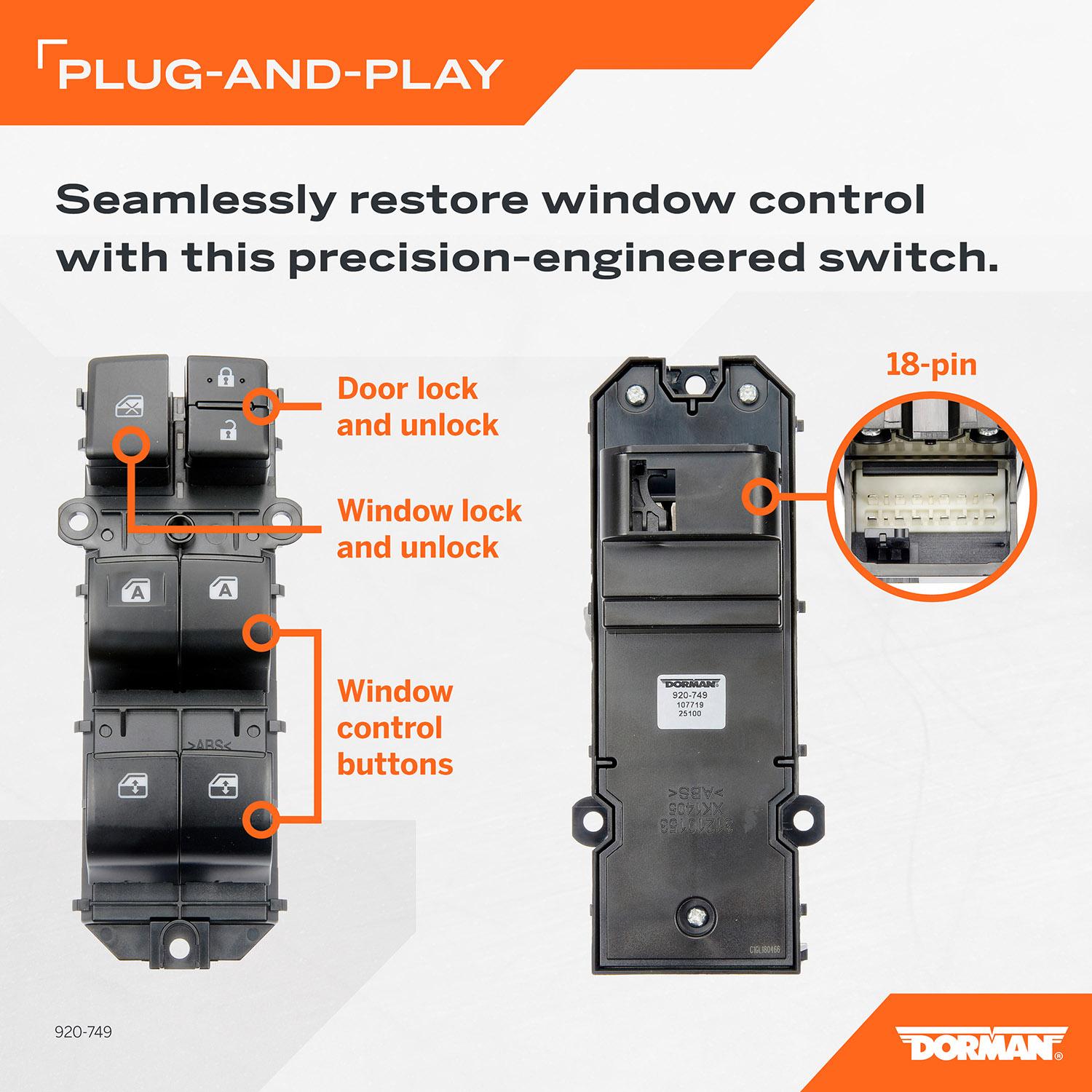 Dorman - OE Solutions Door Window Switch 920-749 | AutoZone