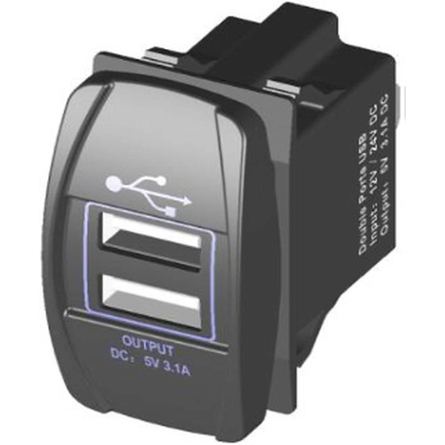 Cambridge Double Port 3.1A USB 3.1 Amps Black Rocker Switch | AutoZone