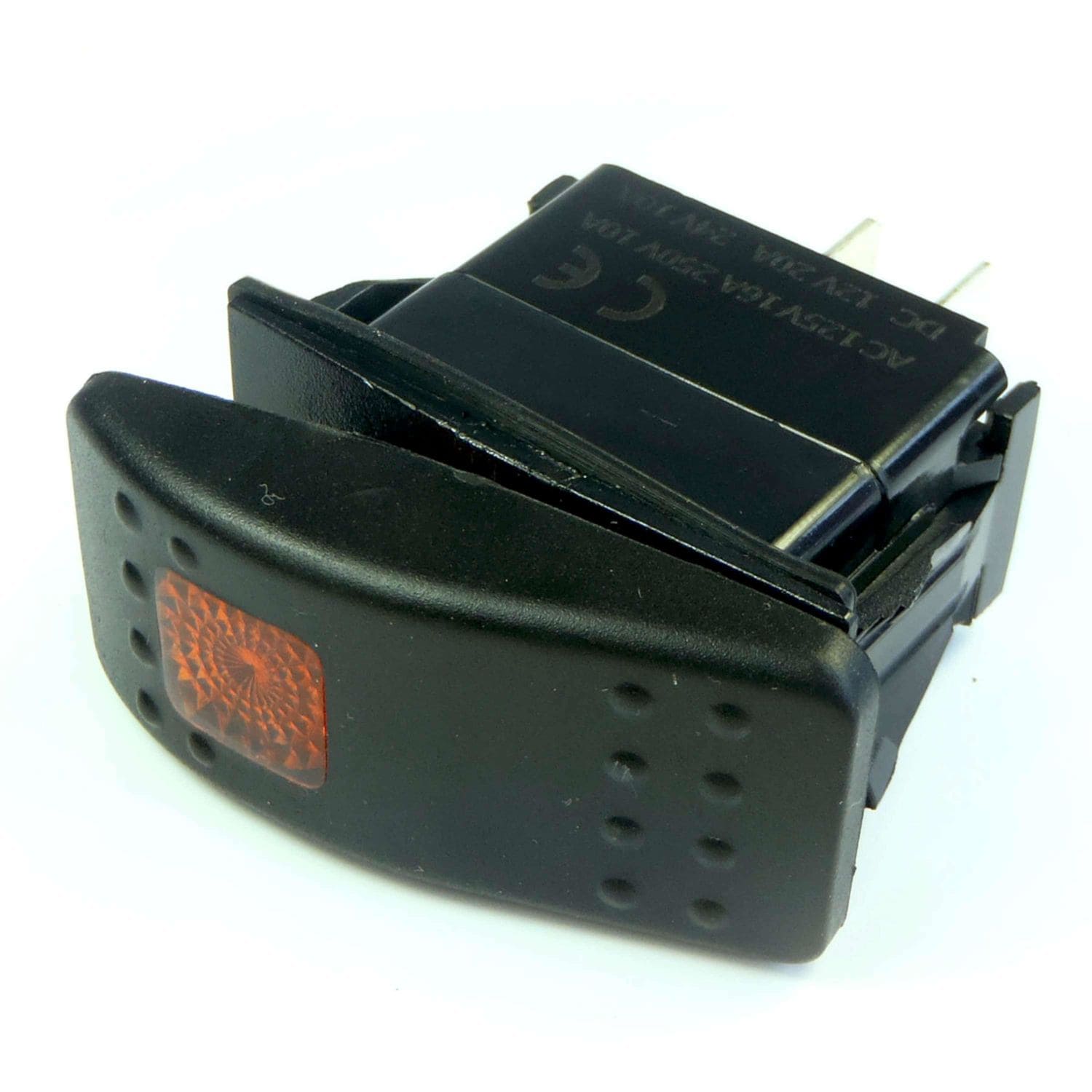Cambridge 20 Amps Black with Amber LED SPST Rocker Switch | AutoZone