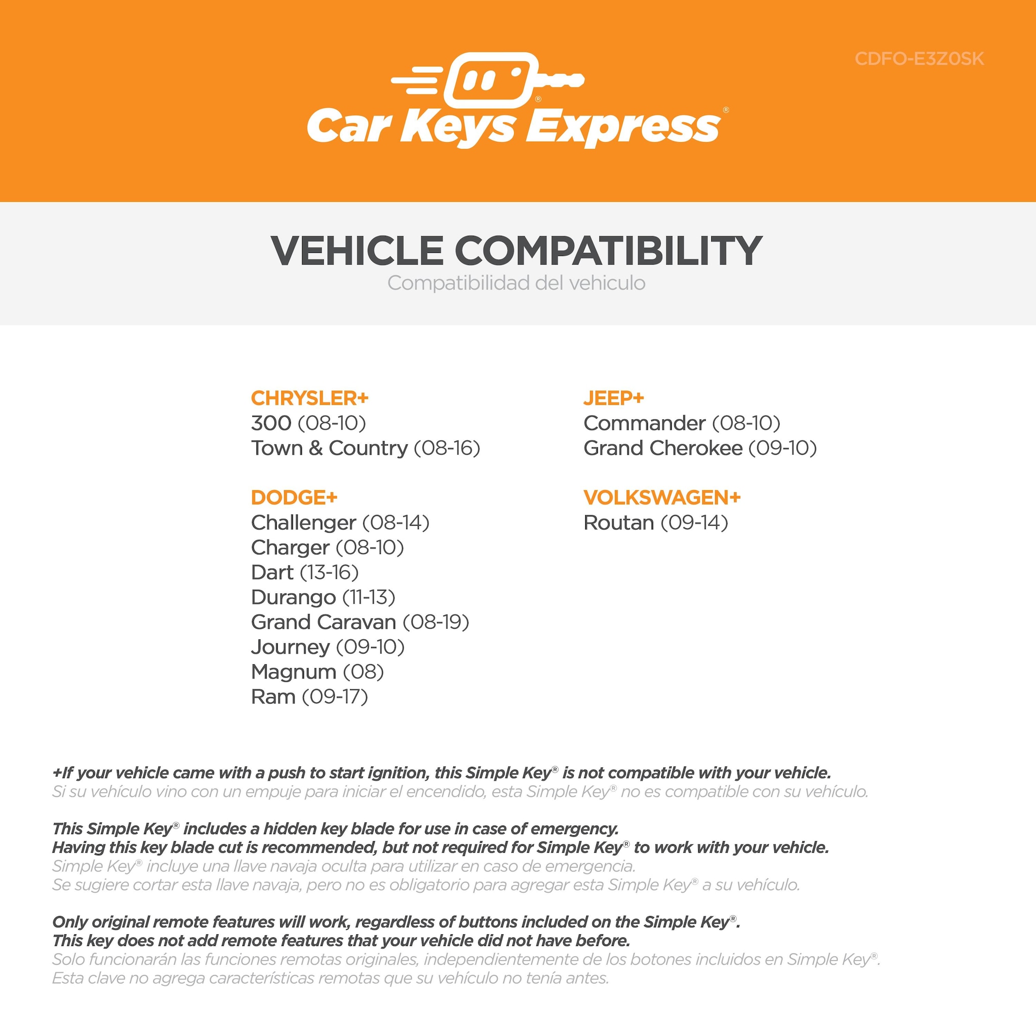 Car Keys Express Vehicle Key CDFO-E3Z0SK | AutoZone