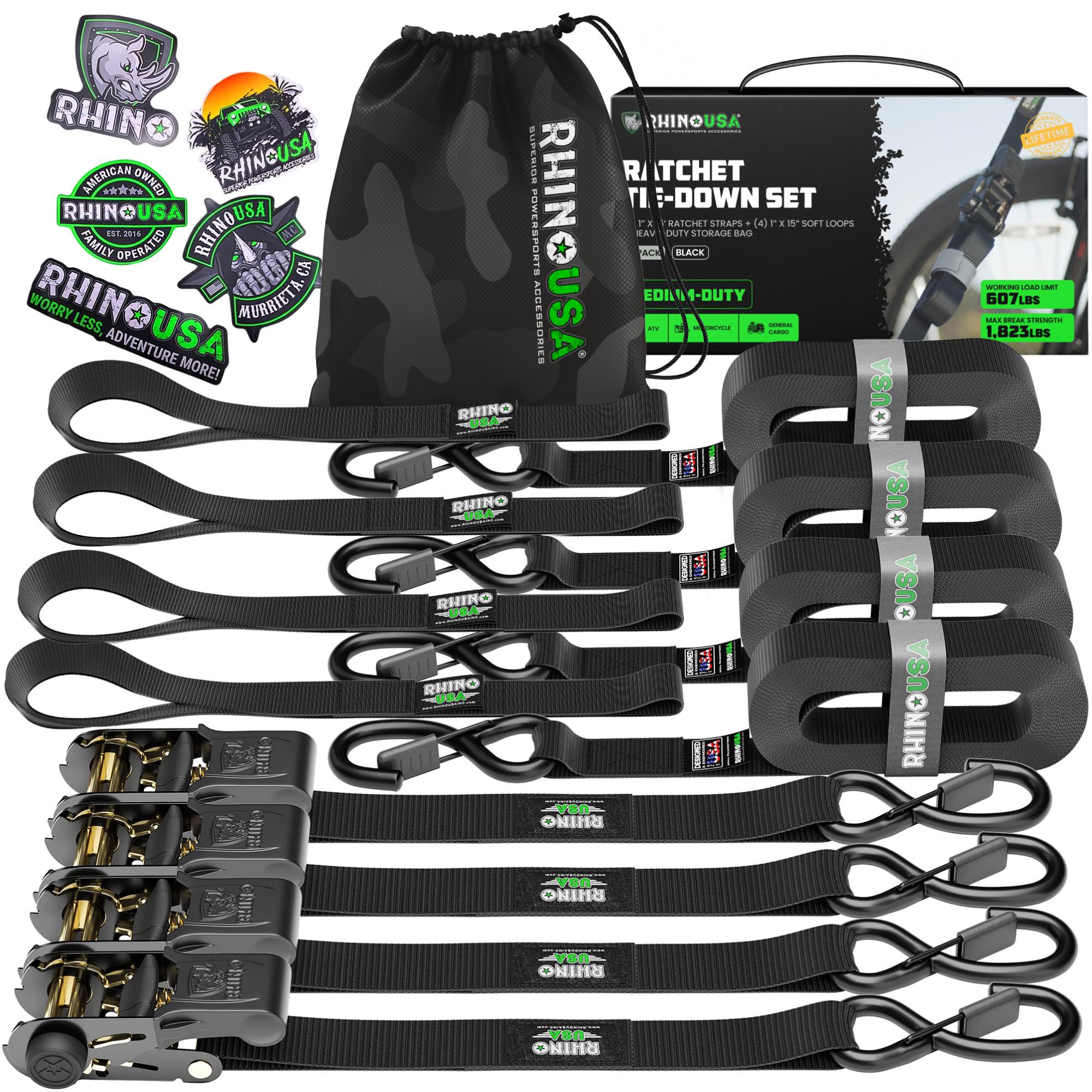 Rhino USA  Ratchet Tie Down Strap Kit GMG-R1-4PACK for Hyundai