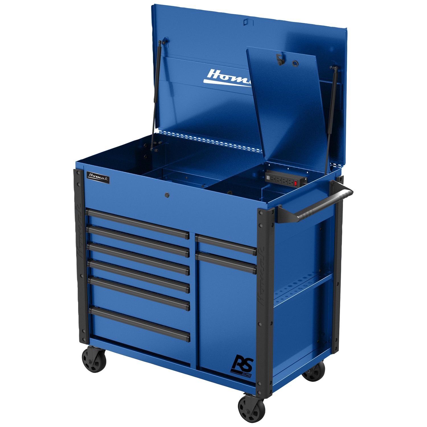 Homak 44in RSPro Flip Top 8-Drawer Power Service Cart -Blue | AutoZone