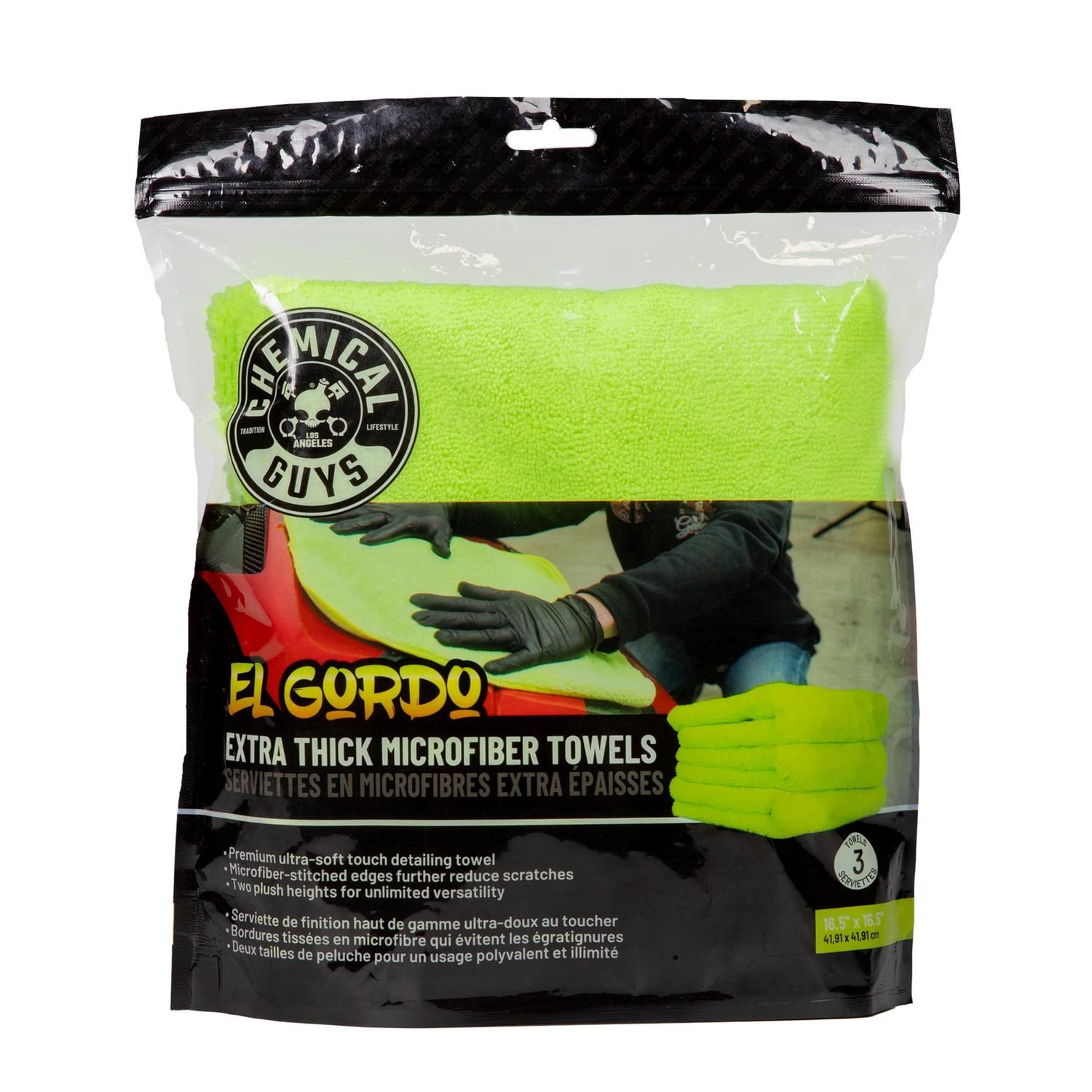 極上　布袋　208g 東S8-0727① Chemical Guys El Gordo Extra Thick Microfiber Towels 3 Piece