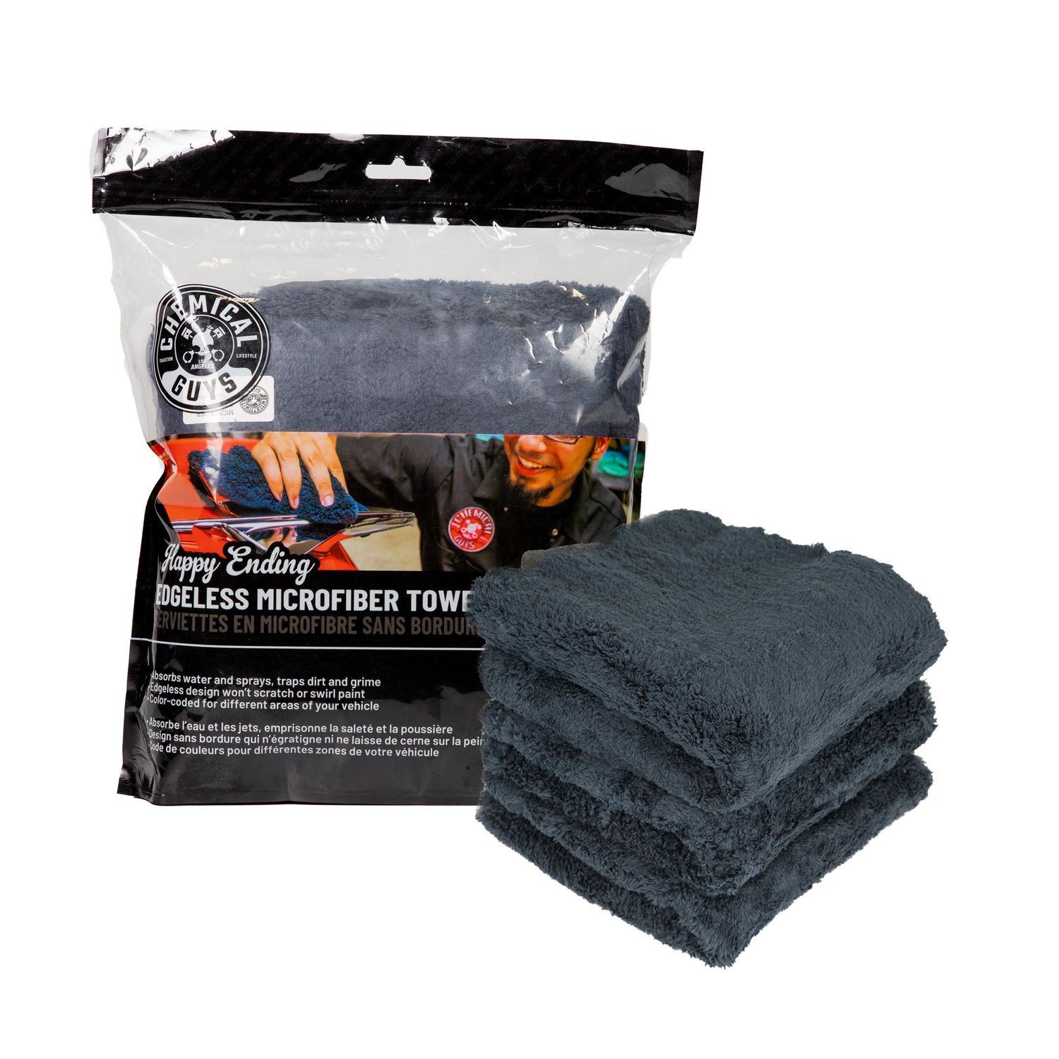 Chemical Guys Happy Ending Edgeless Black Microfiber Towels 3