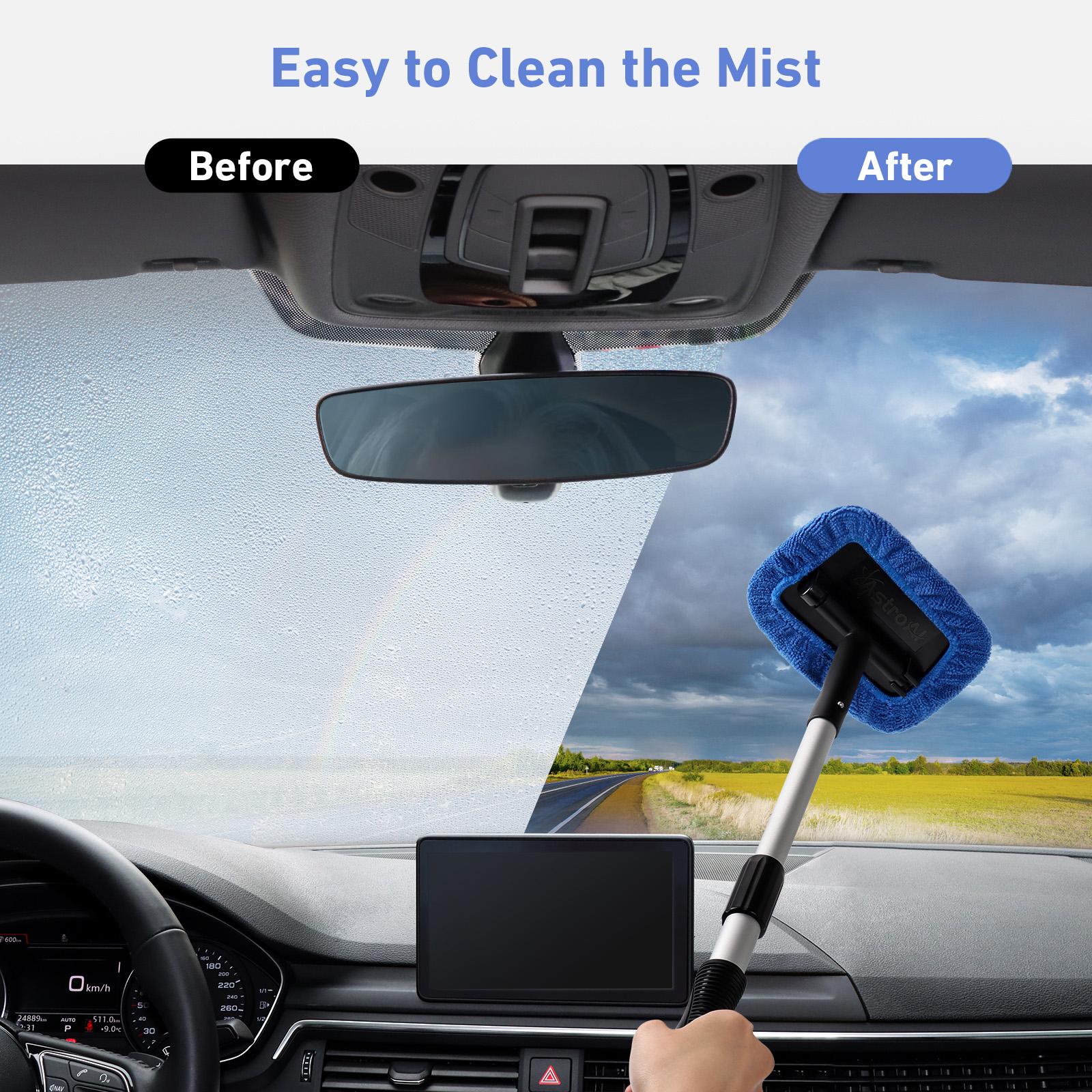AstroAI Blue Microfiber Windshield Cleaner Kit with 4 Reusable Pad