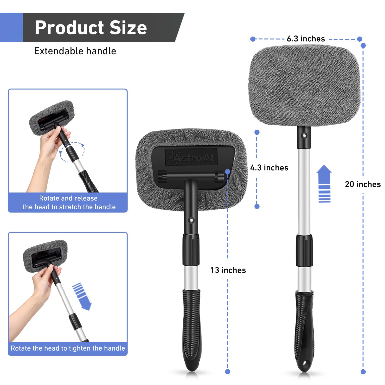 AstroAI Gray Microfiber Windshield Cleaner Kit with 4 Reusable Pad