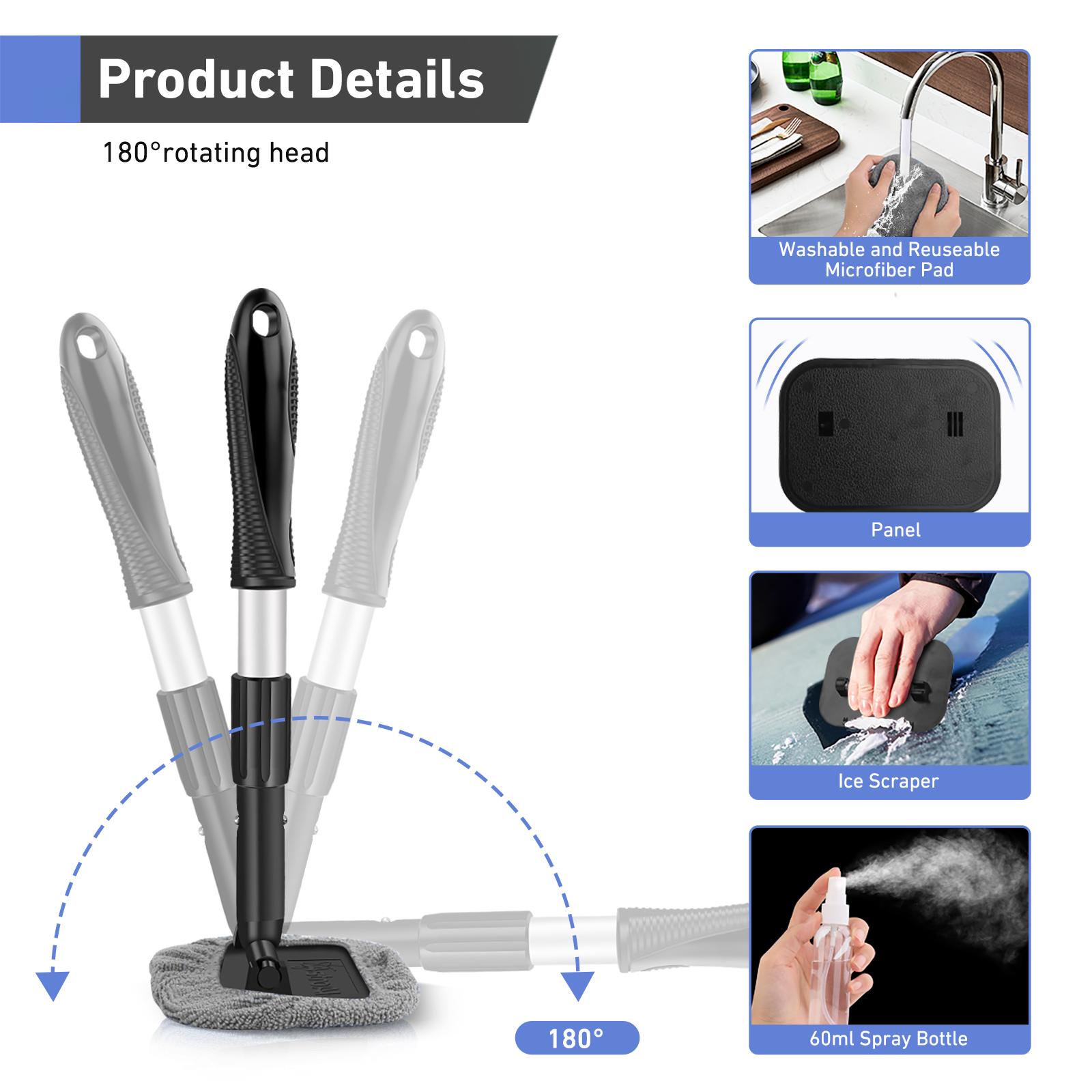 AstroAI Gray Microfiber Windshield Cleaner Kit with 4 Reusable Pad