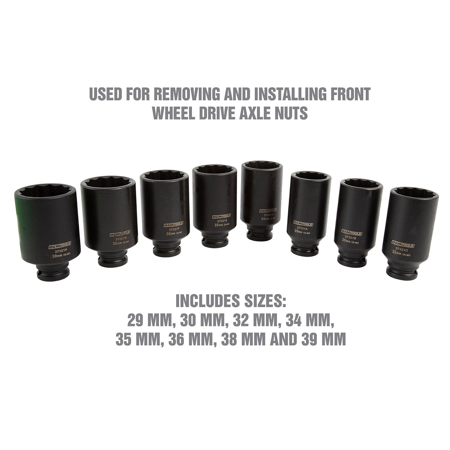 OEMTOOLS 12 Point Axle Nut Socket Metric 8 Piece | AutoZone