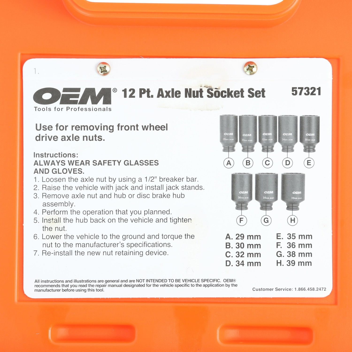 OEMTOOLS 1/2in Drive 12 Point Axle/Spindle/Nut Socket Set 8 Piece