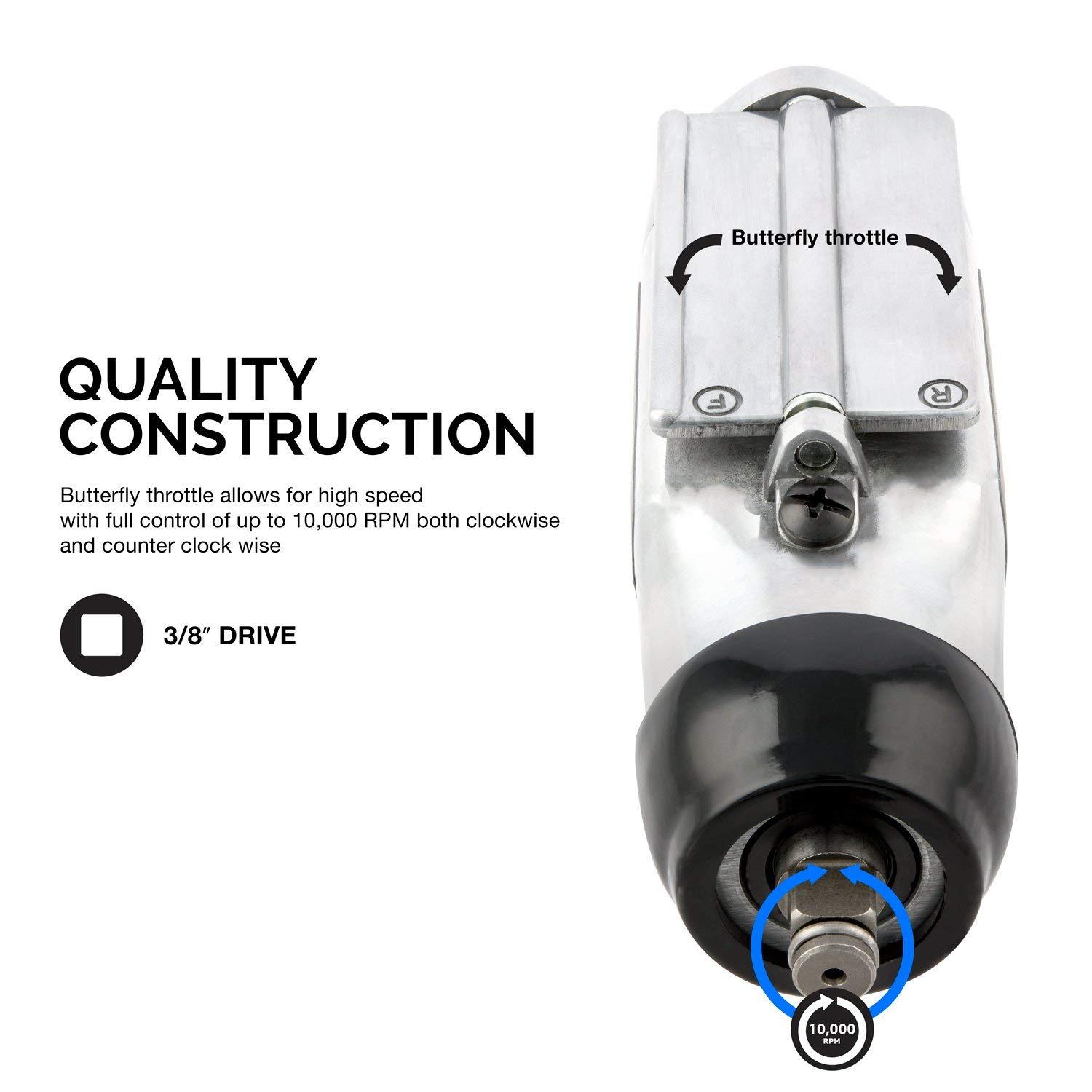 NEIKO 3/8in Drive Butterfly Impact Wrench, 75ft lbs 10,000 RPM, 1
