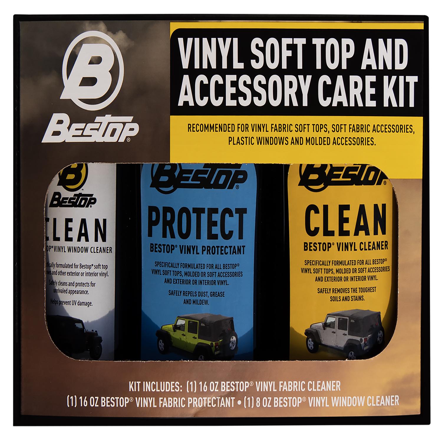 Bestop Fabric Cleaner 16oz, Protectant 16oz and Vinyl Window