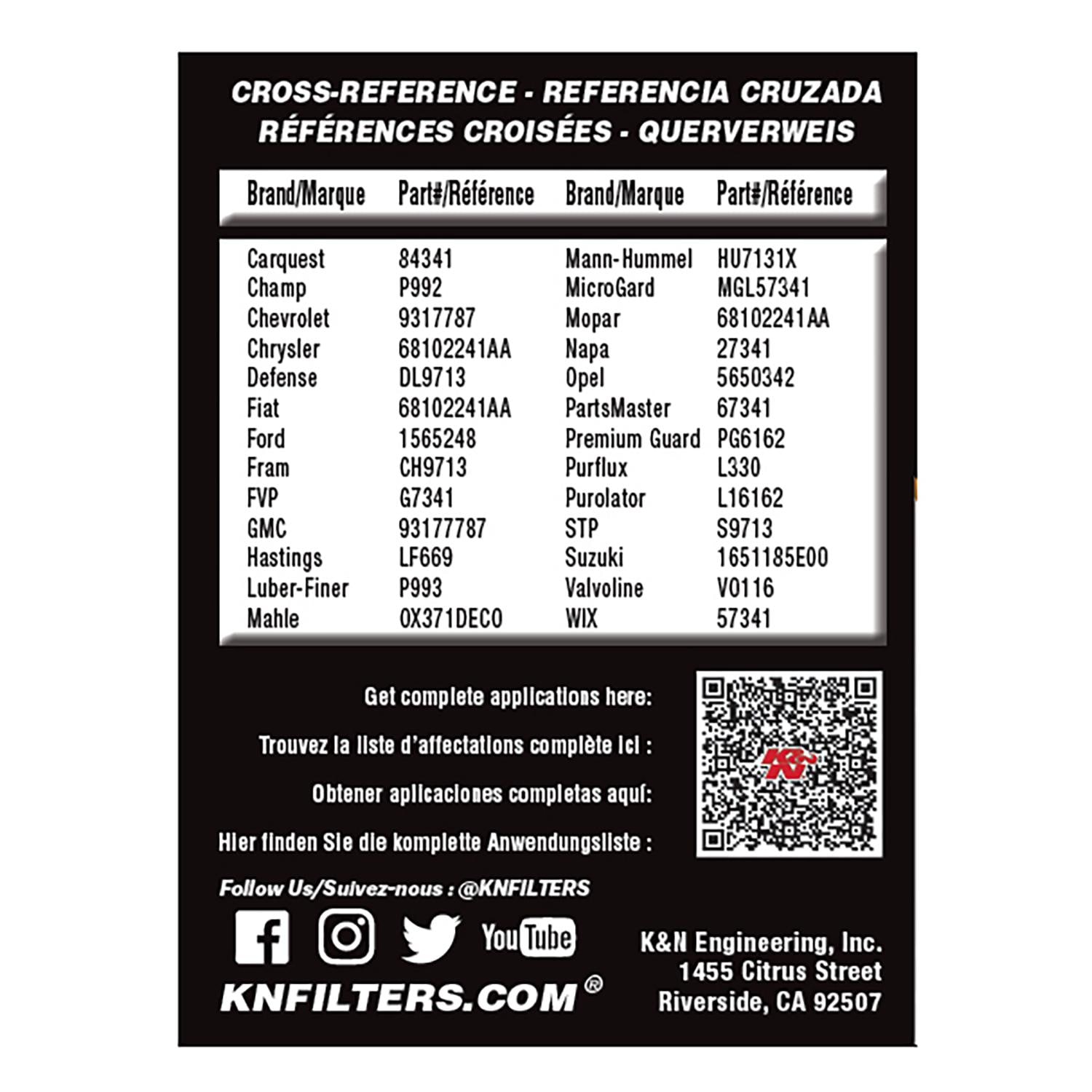 K&N Filtre à Huile - High Performance-Series compatible avec Fiat, Alfa Romeo, Opel, Jeep, Dodge (HP-7041