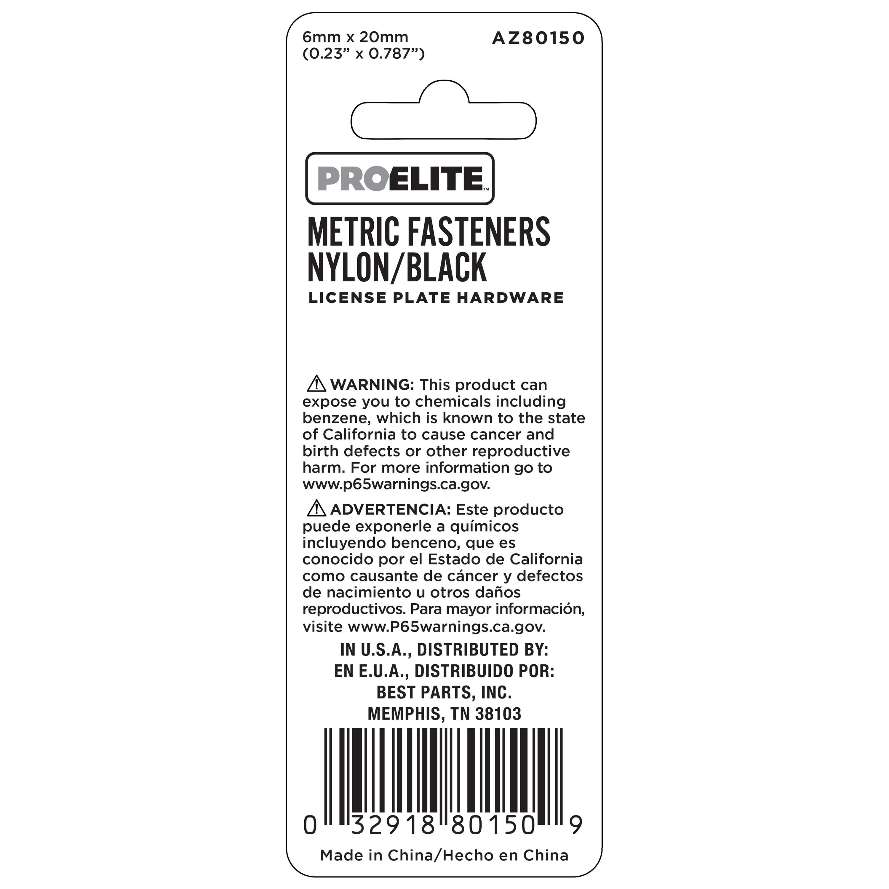 ProElite Black Nylon License Plate Fasteners | AutoZone