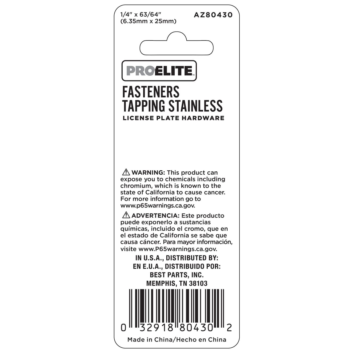ProElite Stainless Steel Tapping License Plate Fasteners