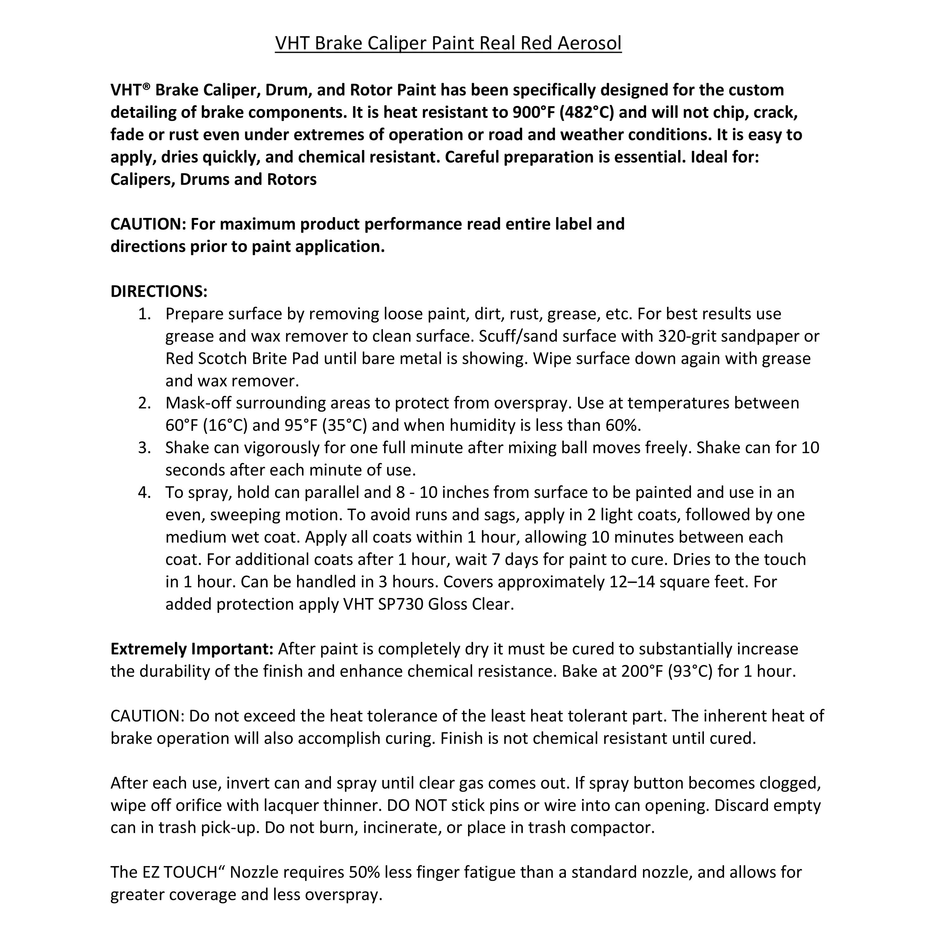 VHT Red Brake Caliper Spray Paint 11oz