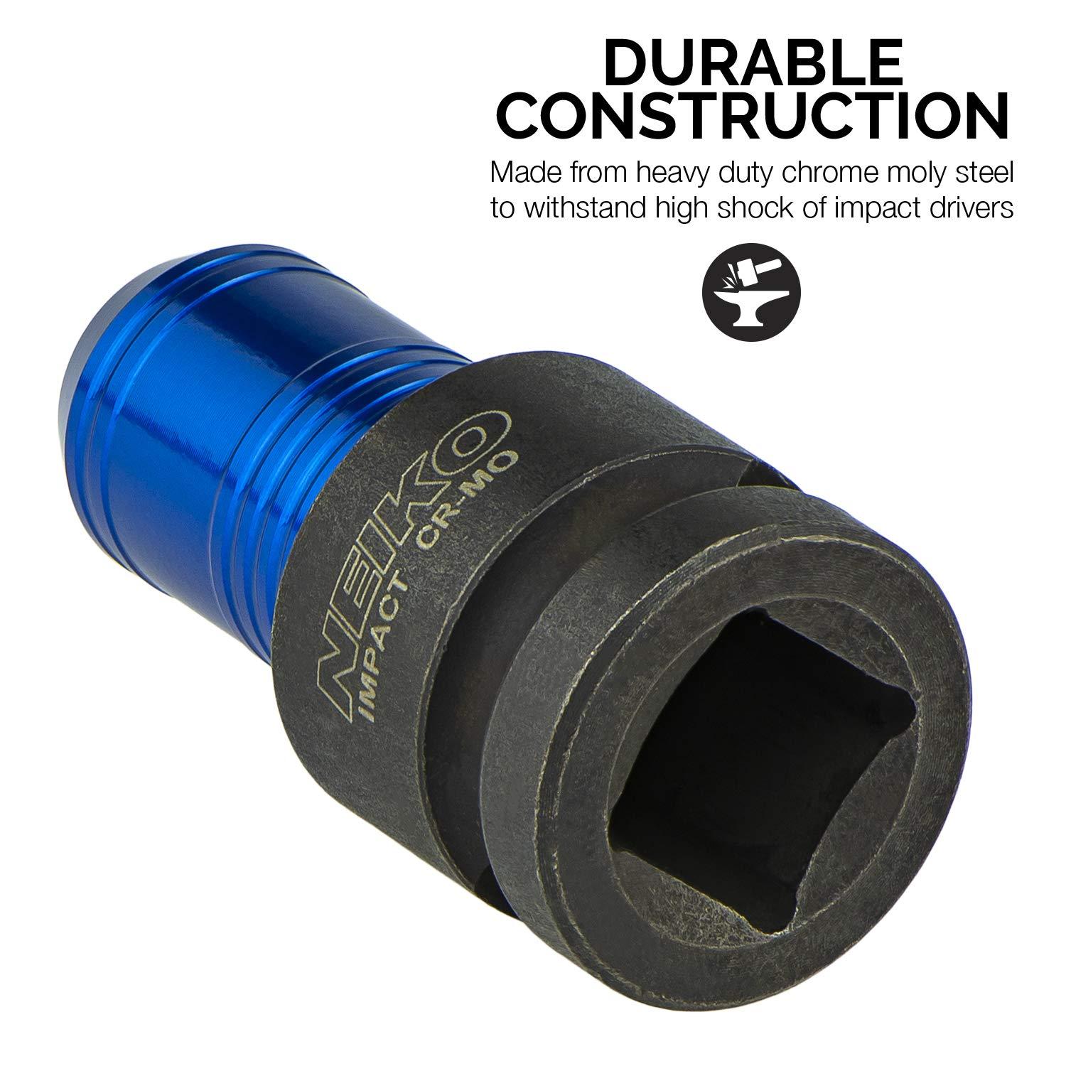 NEIKO 1/2in Drive Female to 1/4in Hex Chuck Converter, Cr-Mo