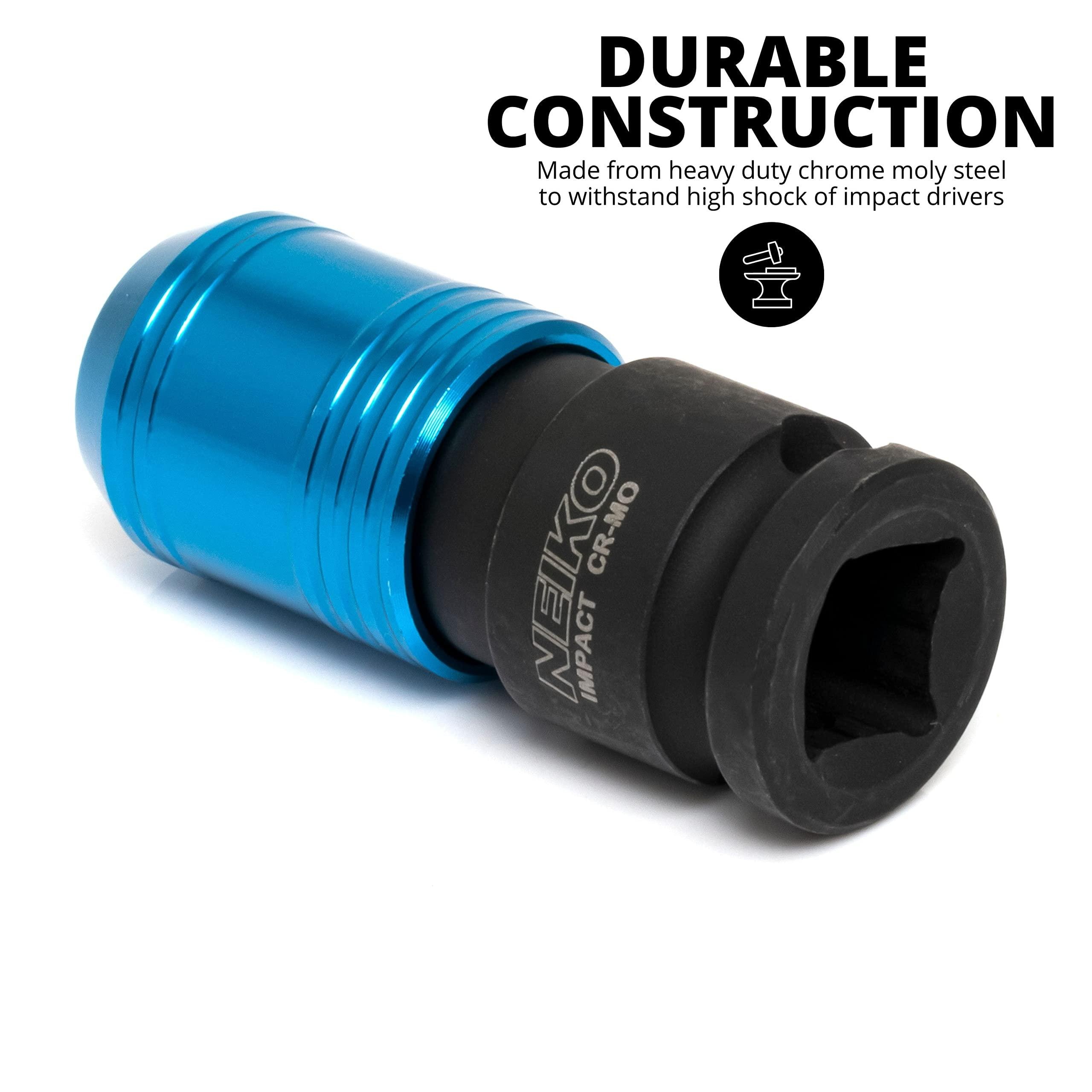 NEIKO 3/8in Drive Female to 1/4in Hex Chuck Converter, Cr-Mo