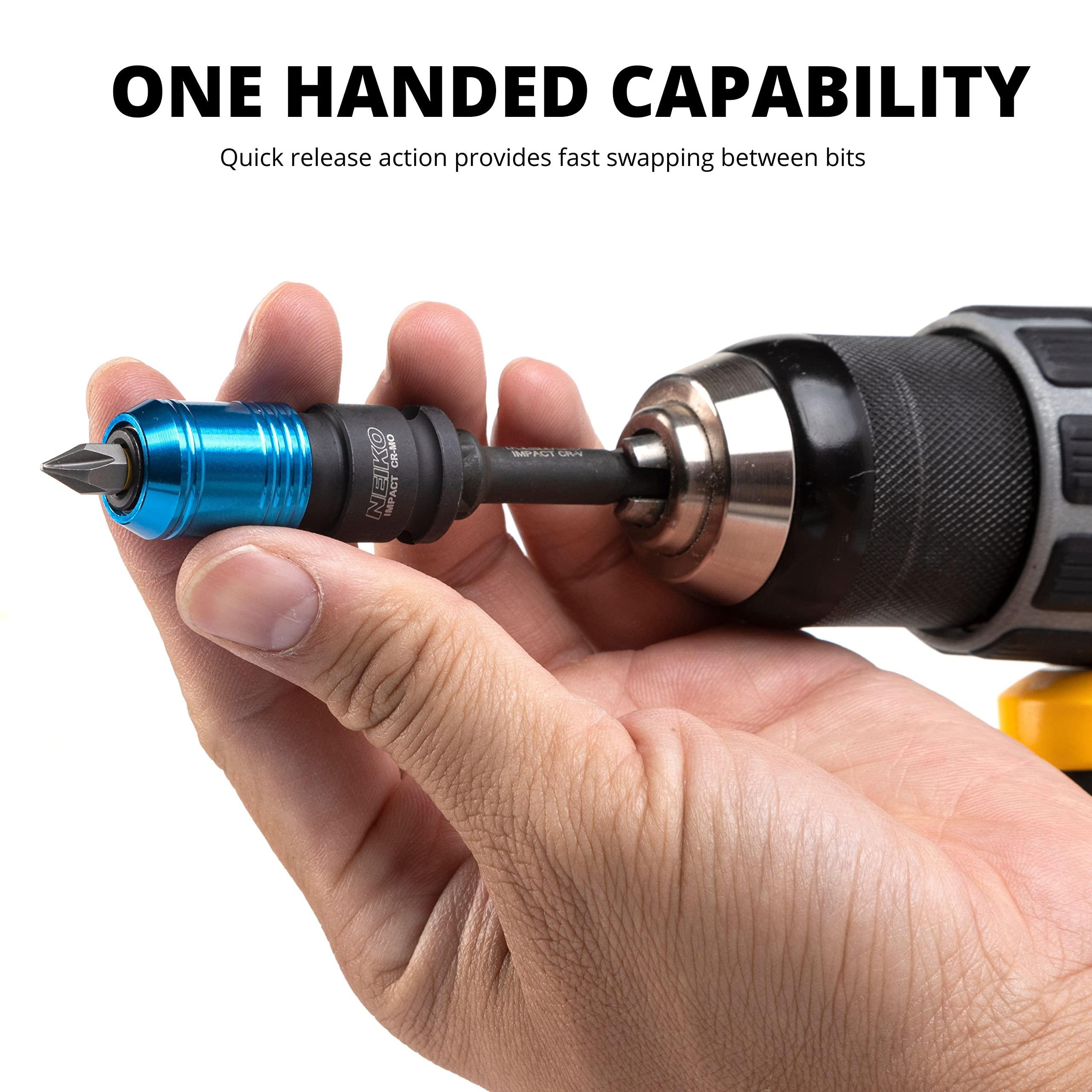 NEIKO 3/8in Drive Female to 1/4in Hex Chuck Converter, Cr-Mo