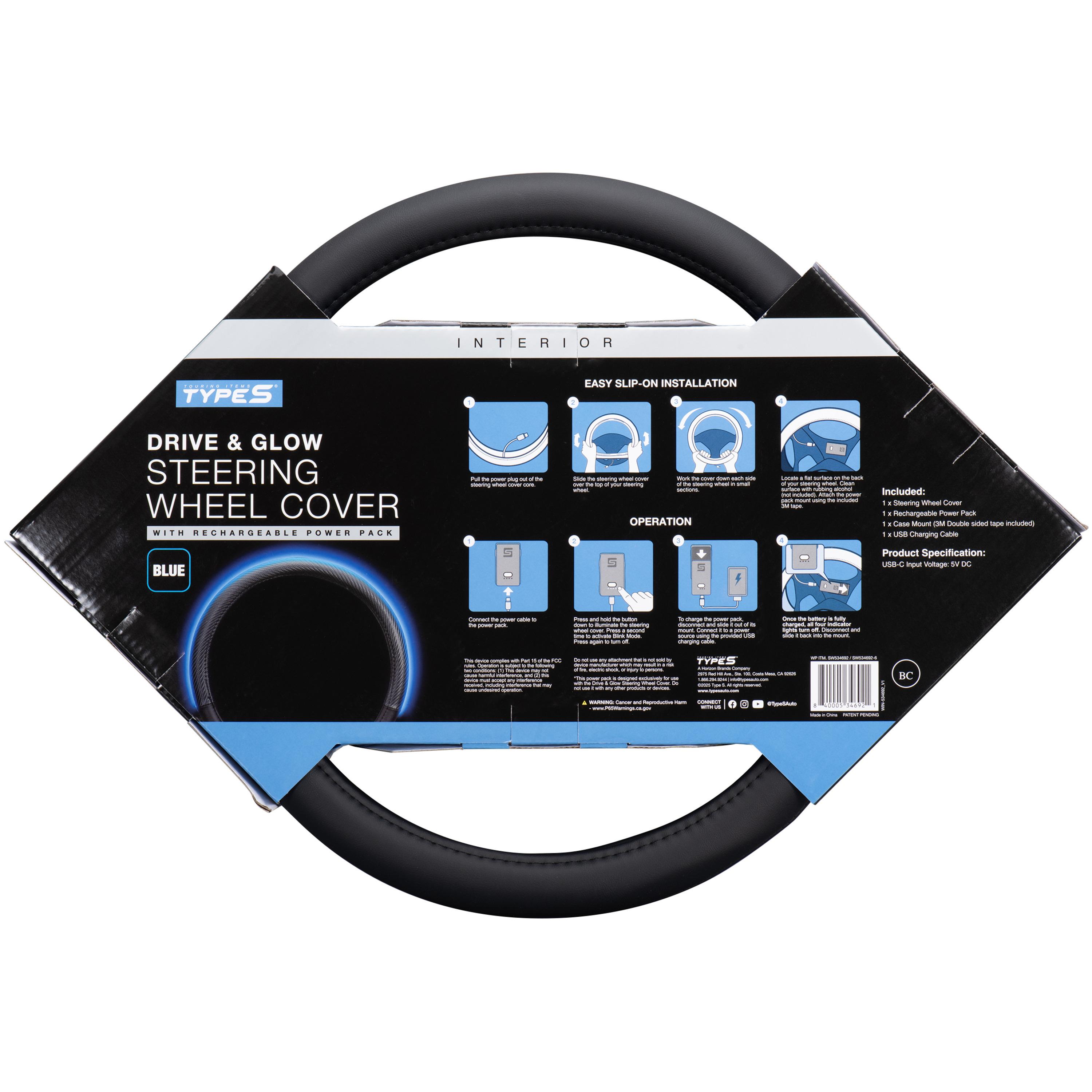 TYPE S Carbon Fiber Faux Leather Light Up Design Steering Wheel