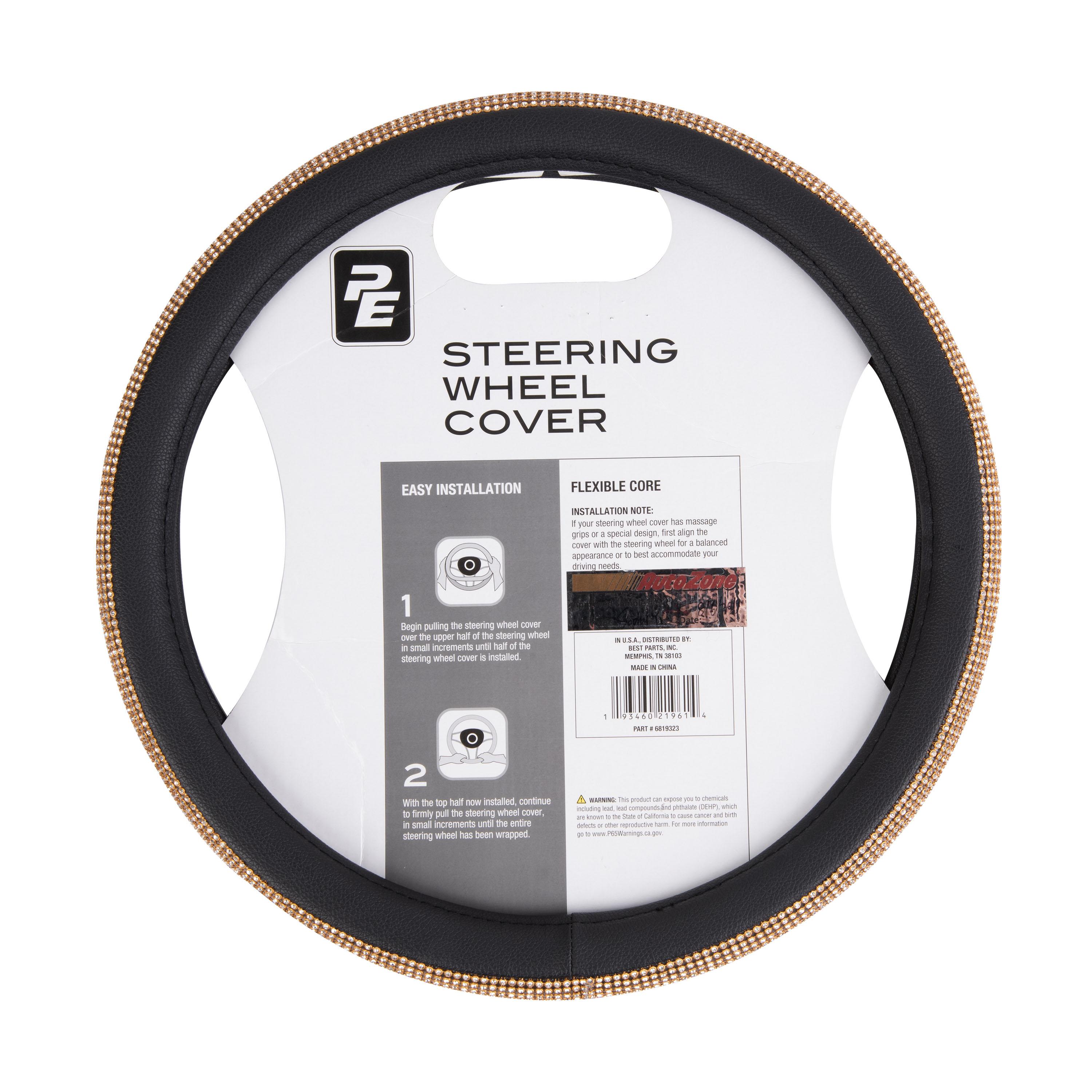 ProElite Gold Bling Rhinestone 14 1/2in to 15in Steering Wheel Cover