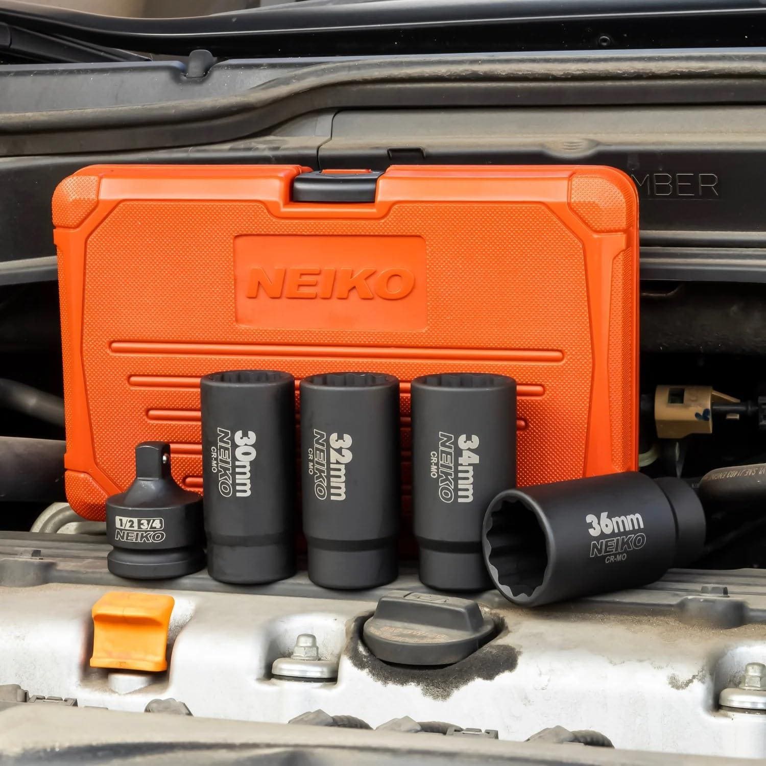 NEIKO 1/2in Drive Metric 30mm-36mm, Cr-Mo, 12-Point Axle Nut