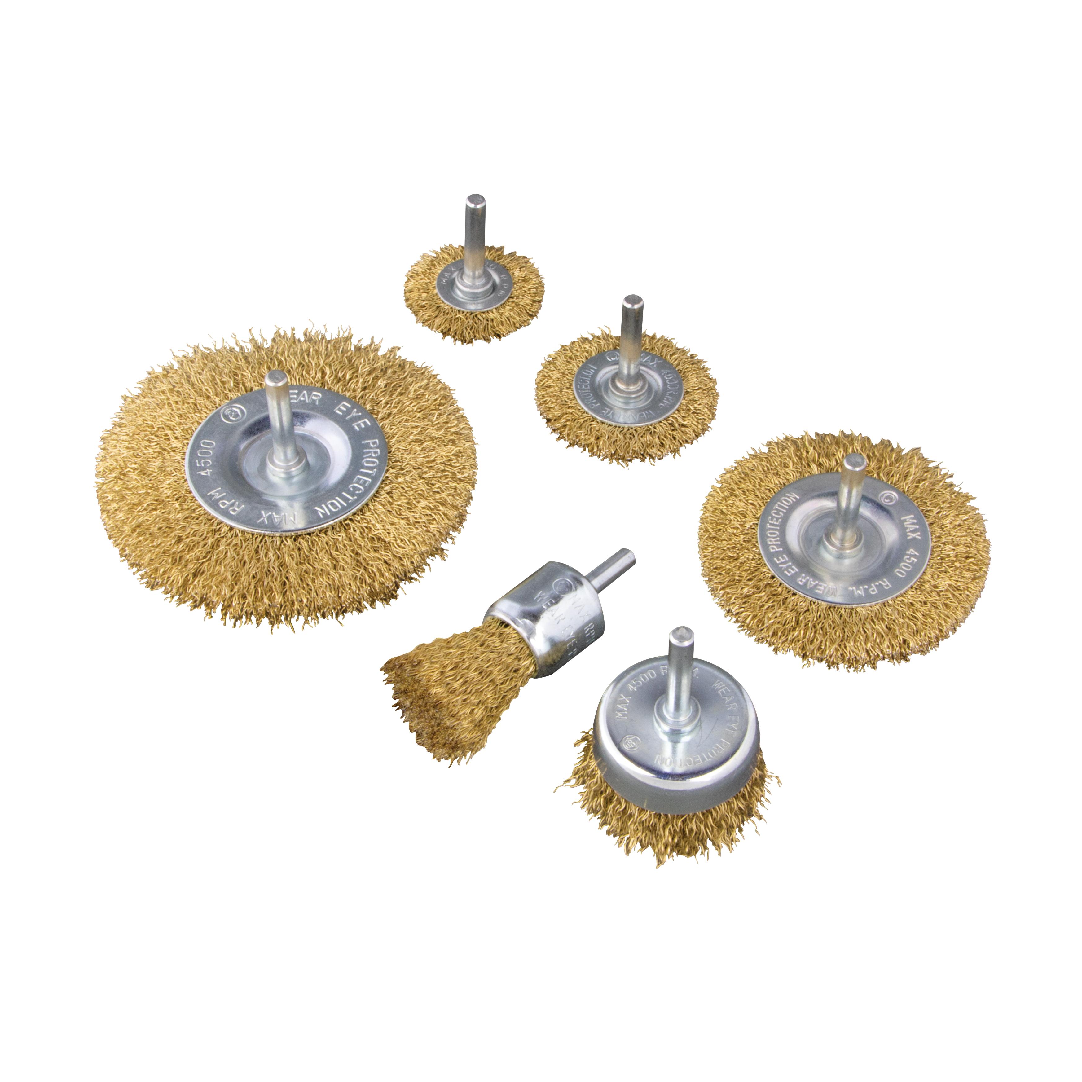 DNA Motoracing 4 Inch Brass Coated Wire Wheel Brush With 0.2 Inch Shank - Rust & Paint Removal Tool