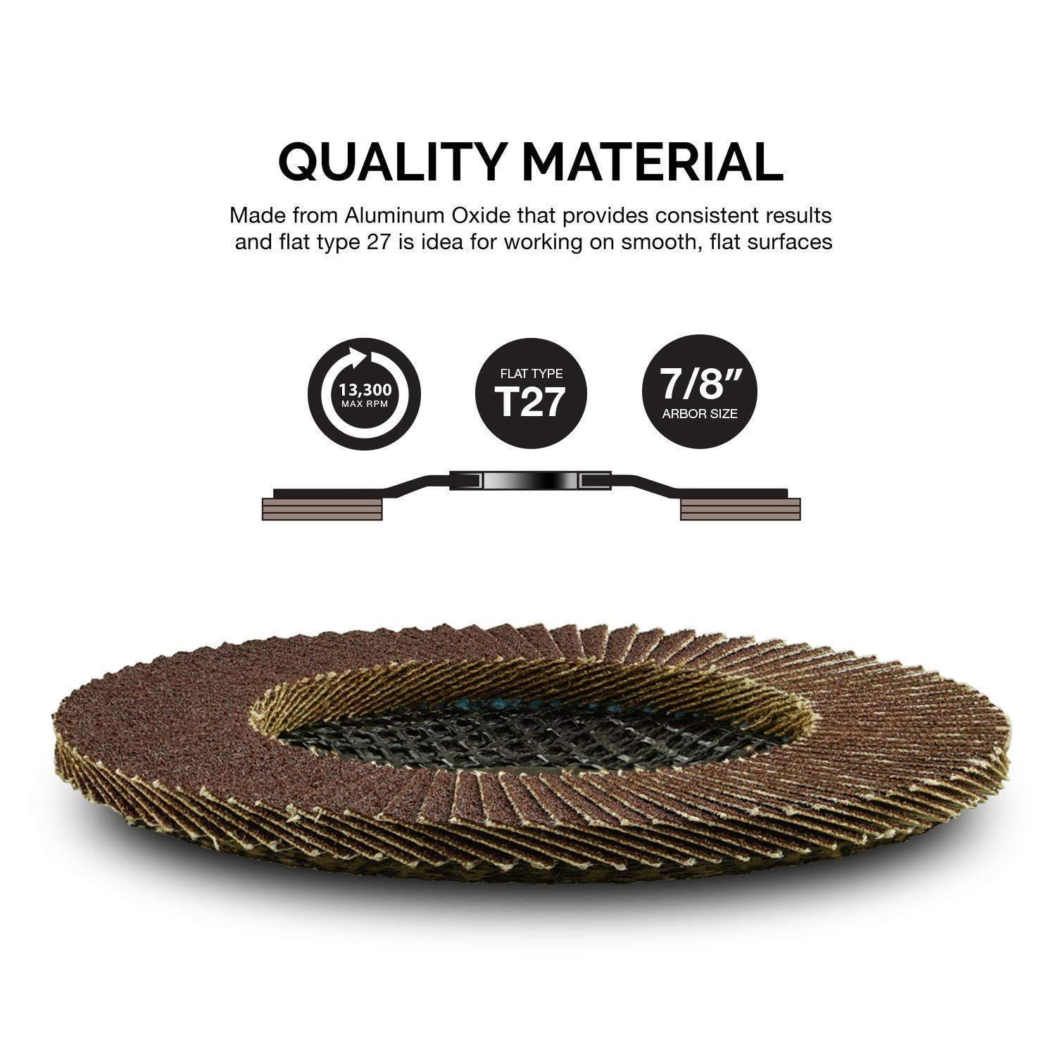 NEIKO 40 Grit, Flat Type No.27, Aluminum Oxide Flap Disc, 10 Pack