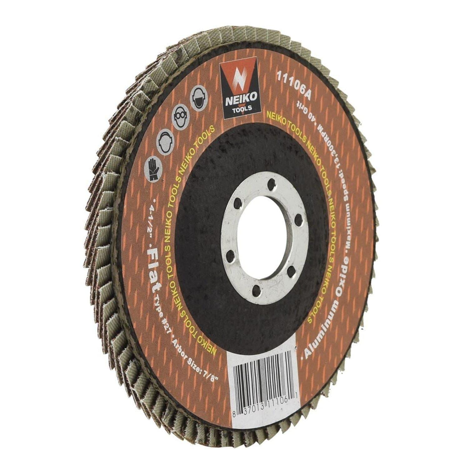 NEIKO 40 Grit, Flat Type No.27, Aluminum Oxide Flap Disc, 10 Pack