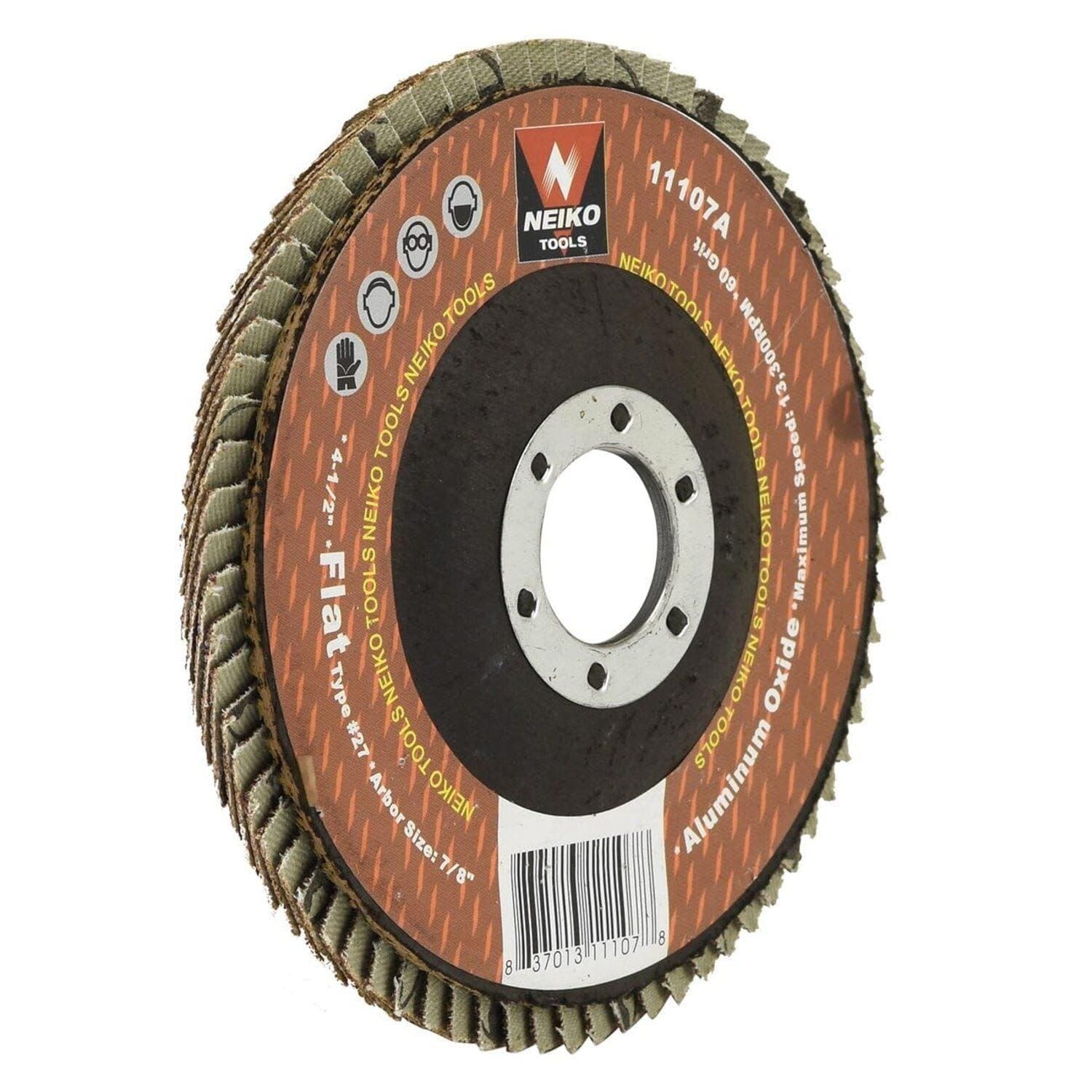 NEIKO 60 Grit, Flat Type No.27, Aluminum Oxide Flap Disc, 10 Pack