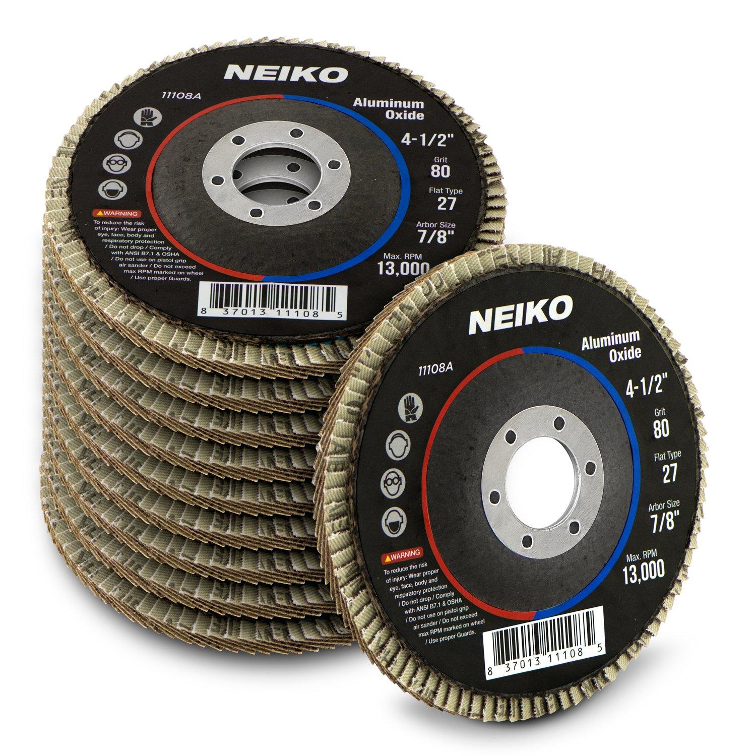 NEIKO 40 Grit, Flat Type No.27, Aluminum Oxide Flap Disc, 10 Pack