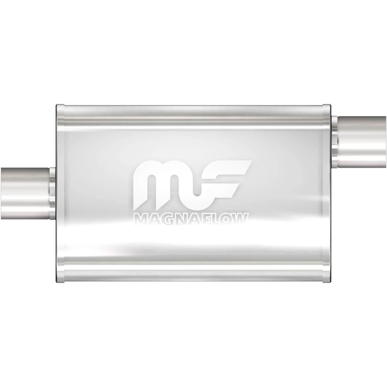 MagnaFlow Center 2.5in Inlet Offset 2.5in Outlet 4in x 14in Oval Straight Through Performance Muffler 11226 for Mercury Mariner