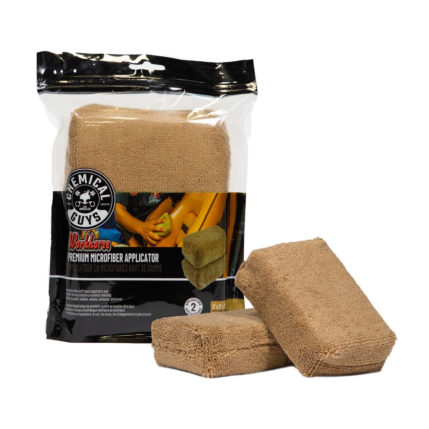 Chemical Guys Workhorse Premium Grade Tan Microfiber Applicator 2