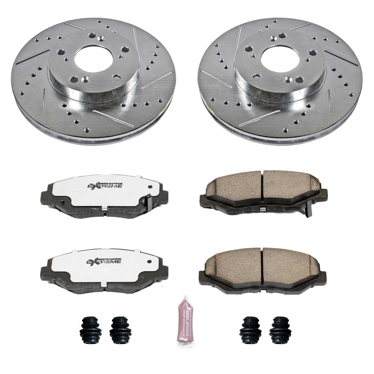 Power Stop K1043 Front Z23 Evolution Brake Kit with Drilled/Slotted Rotors and Ceramic Brake Pads