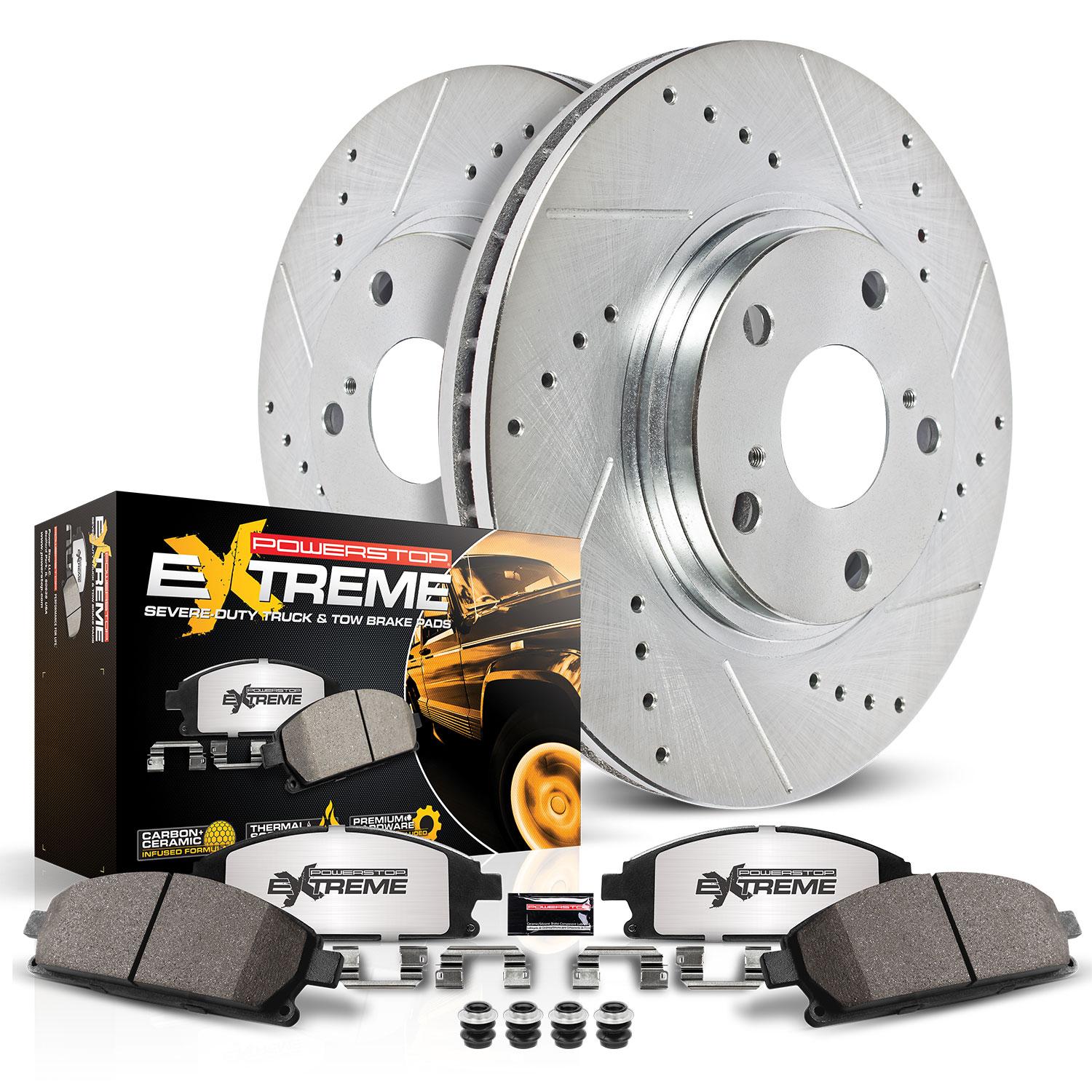 PowerStop Z23 Daily Driver Carbon-Fiber Ceramic Brake Pad And Drilled Slotted Rotor Kit K8153 - View #7