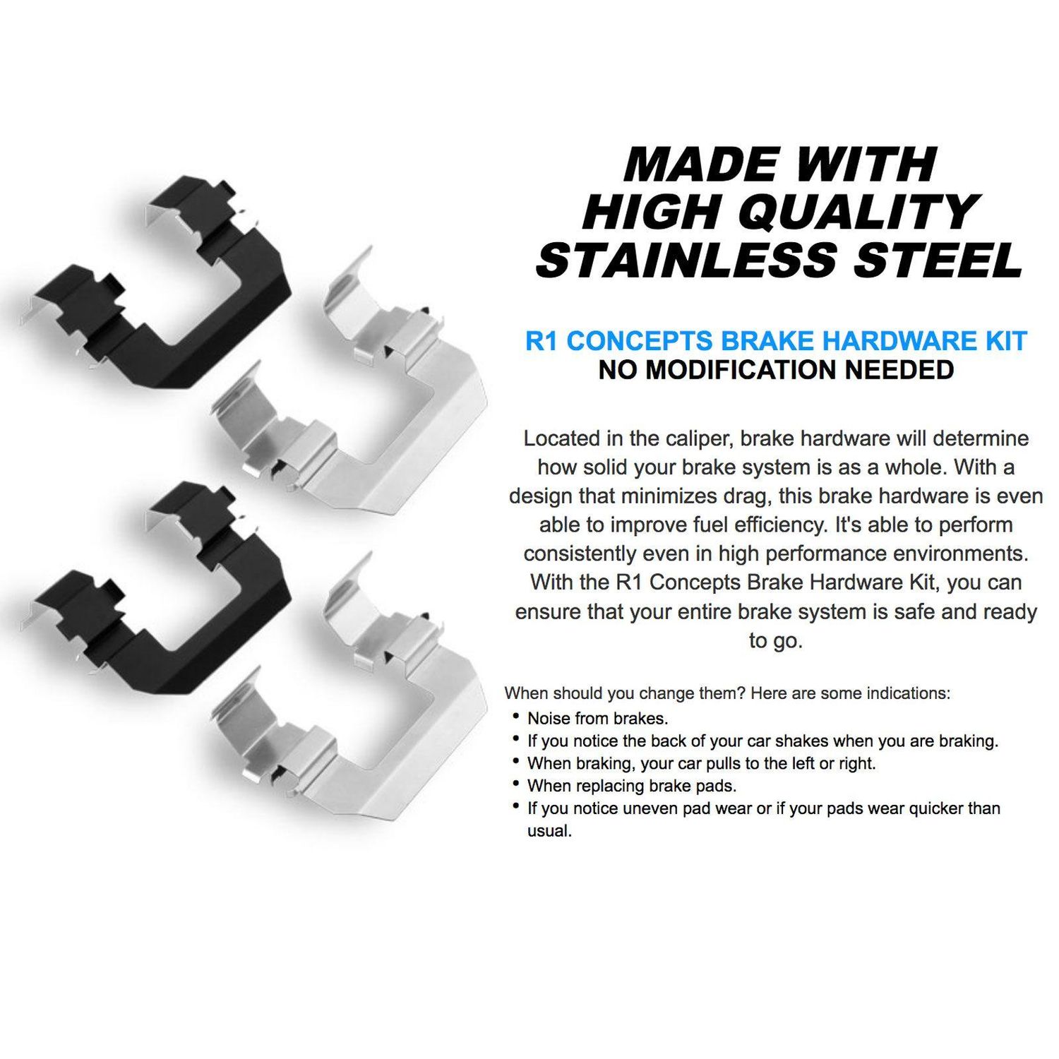 R1 Concepts Front Brakes And Rotors Kit |Front Brake Pads| Brake Rotors And Pads| Optimum OEp Brake Pads And Rotors |Hardware Kit WGUH1-76048