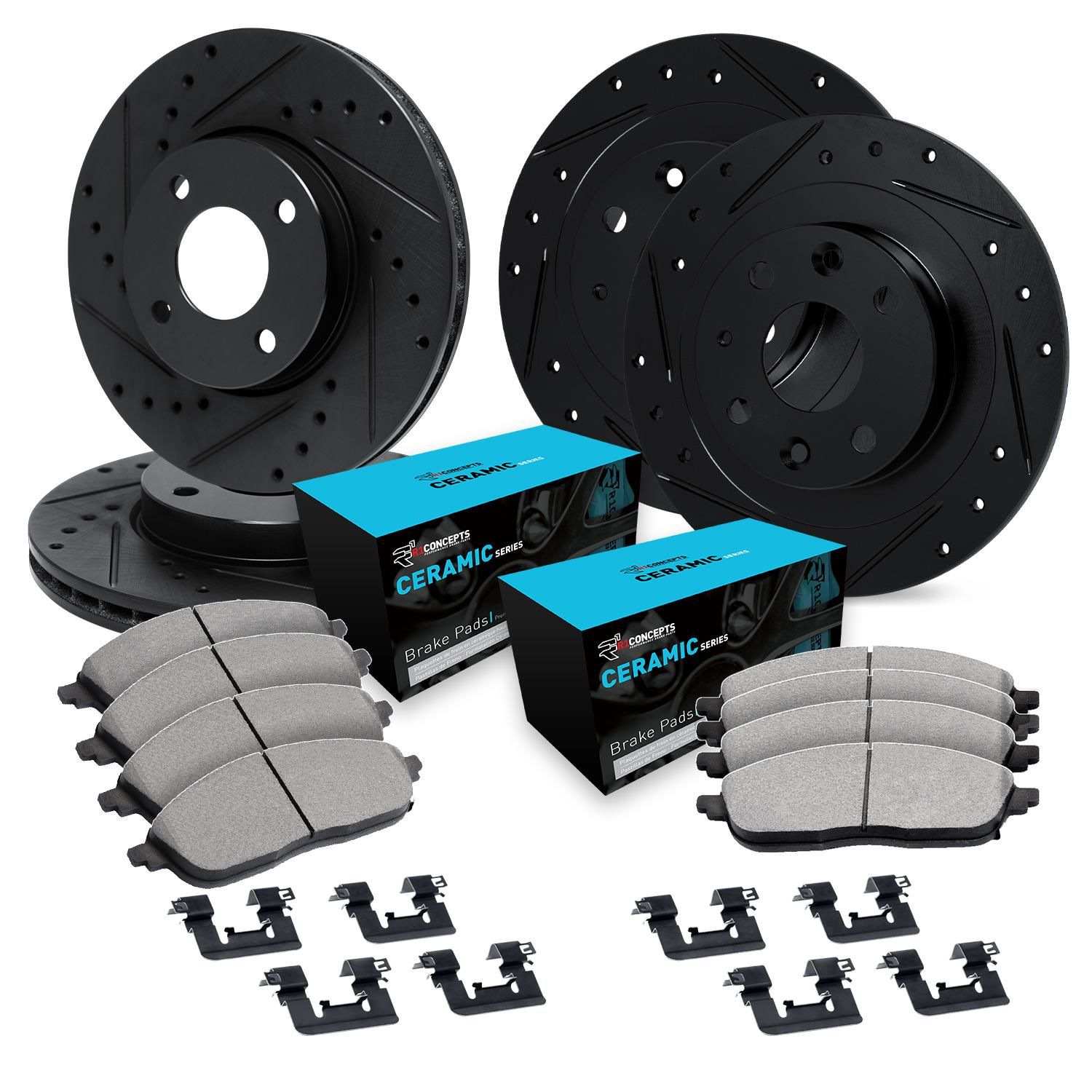 R1 Concepts EDZ-63003L: E-Line Drilled & Slotted Silver Brake Rotor