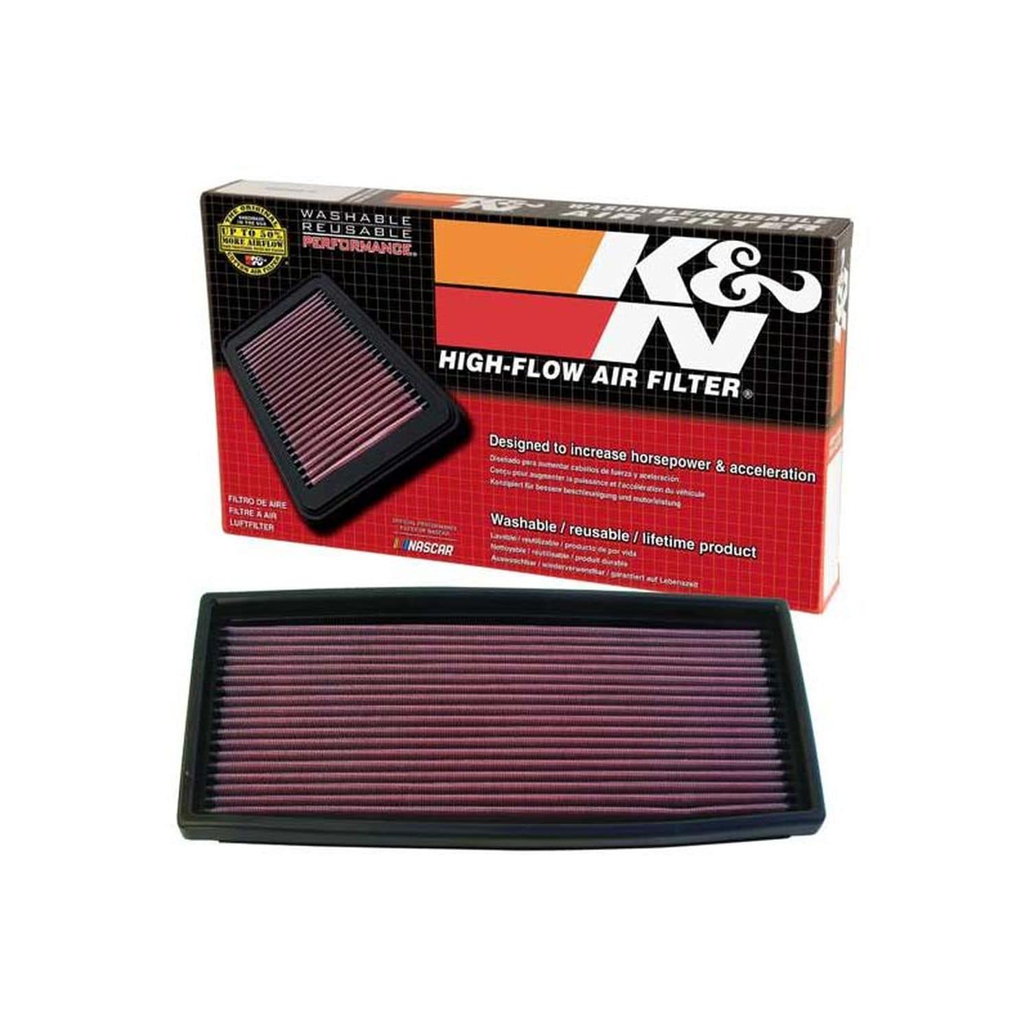 K&N Filters 33-3037 Filtro de aire cuadrada, Filto de larga duración