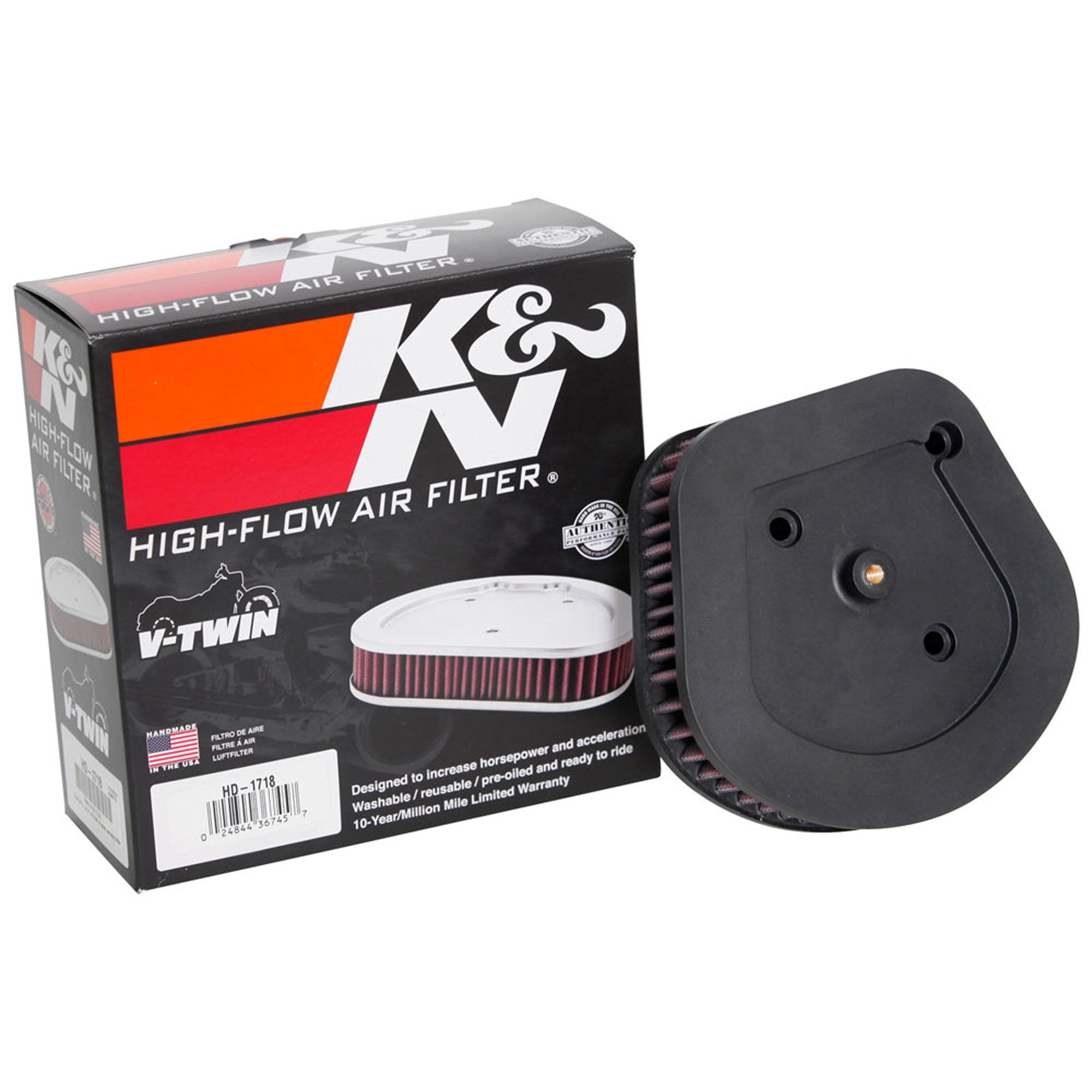 ハーレーダビッドソン用エアーフィルター　K&N HD-1718 K&N Performance Powersports Air Filter HD-1718 | AutoZone