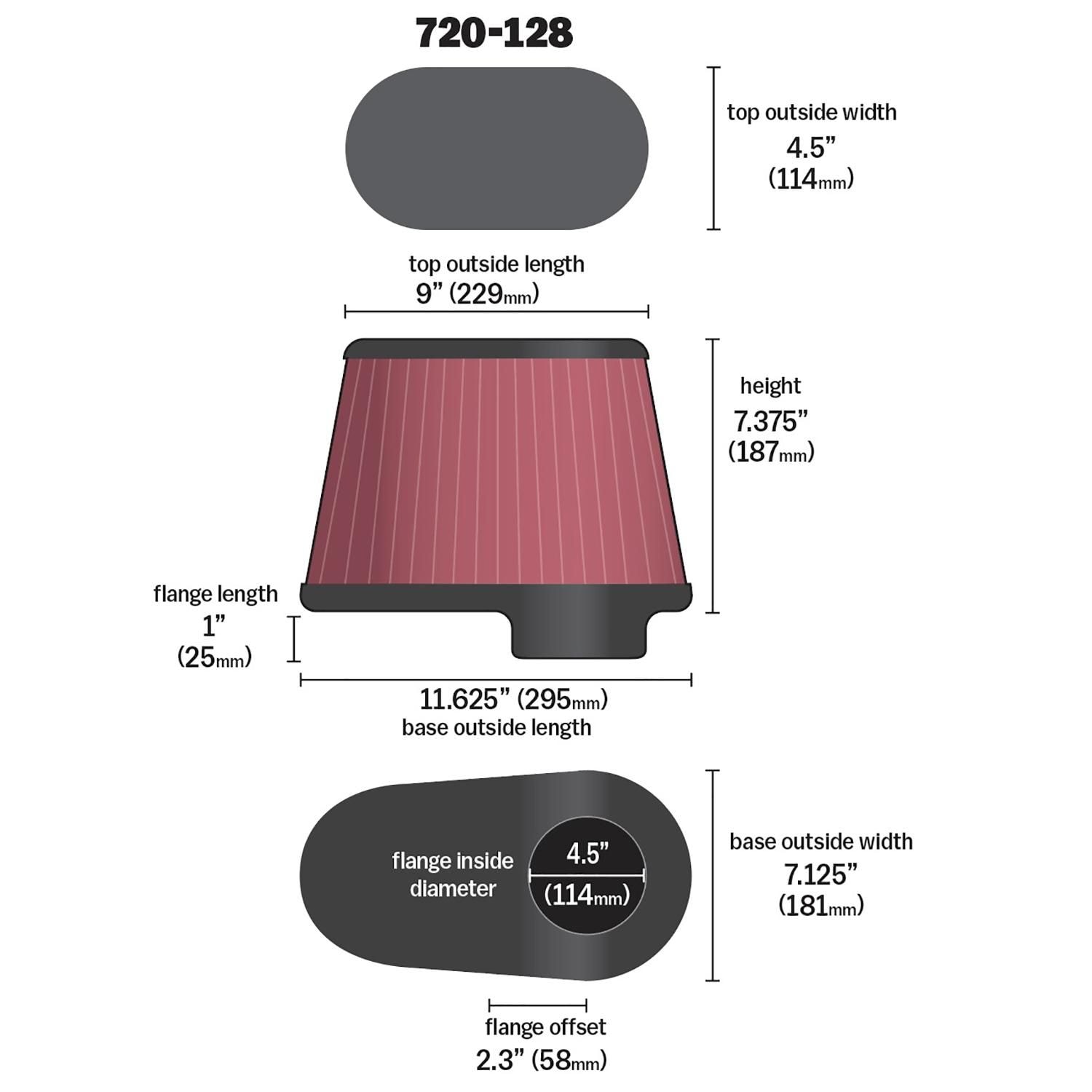 Airaid 704-495: Universal Cone Air Filter [SynthaFlow Oiled - View #5