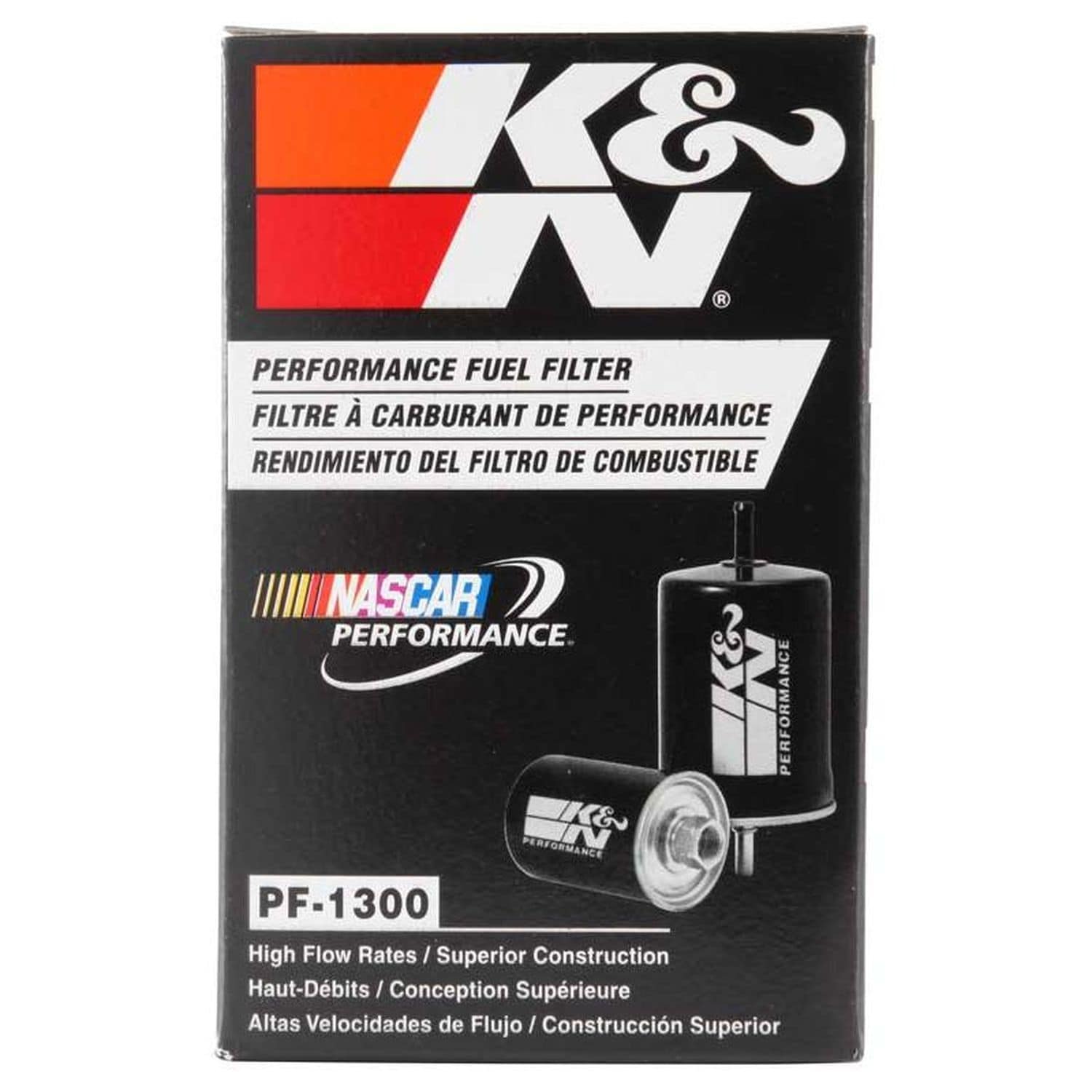 K&N Gasoline Fuel Filter: High Performance Fuel Filter, Premium Engine Protection, Compatible With 1950-1994 Ford, GM, Mopar Carbureted Gasoline Engines, PF-1300, Schwarz