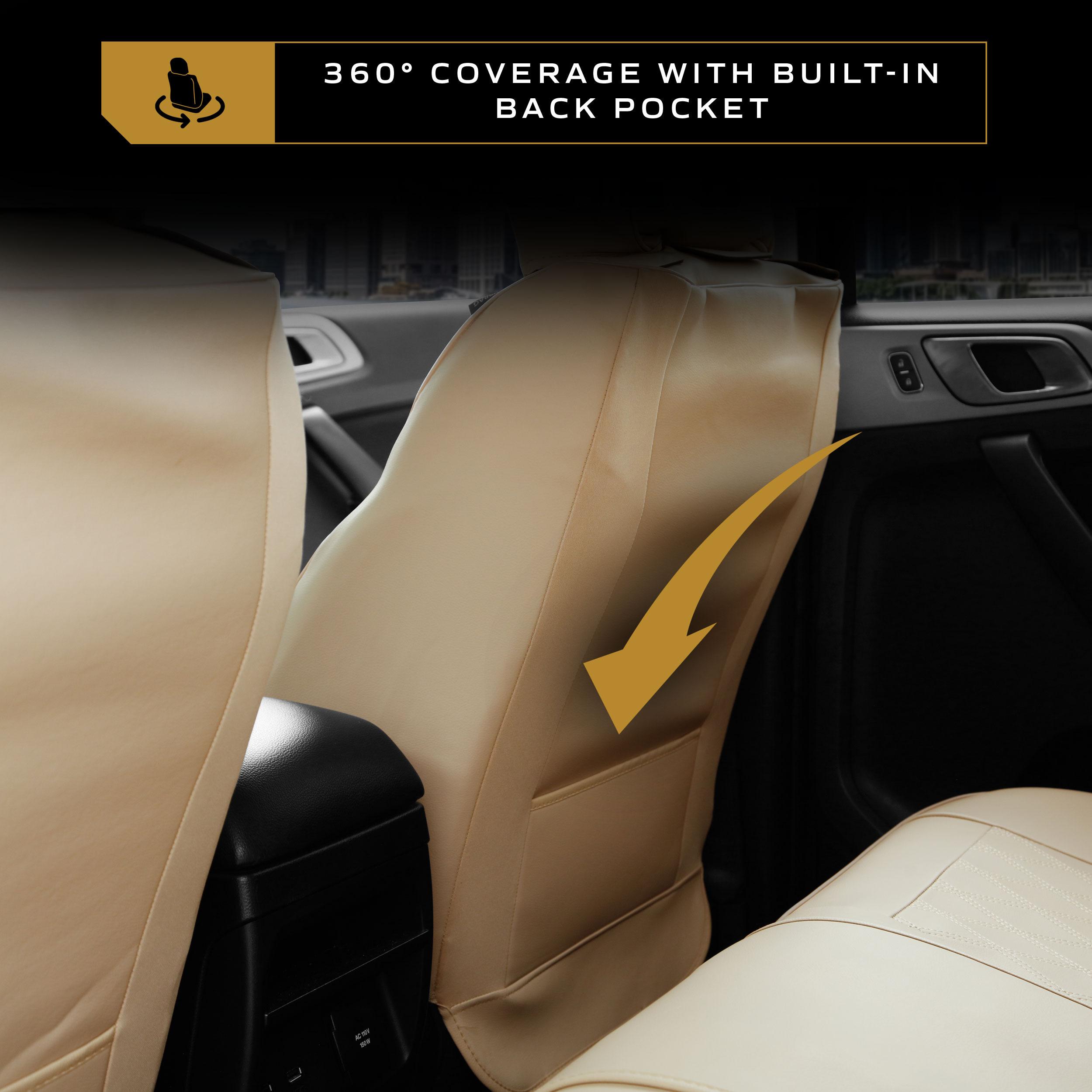 TYPE S UpShift Tan Premium Full Leather Diamond Seat Cover Set, 3 Piece