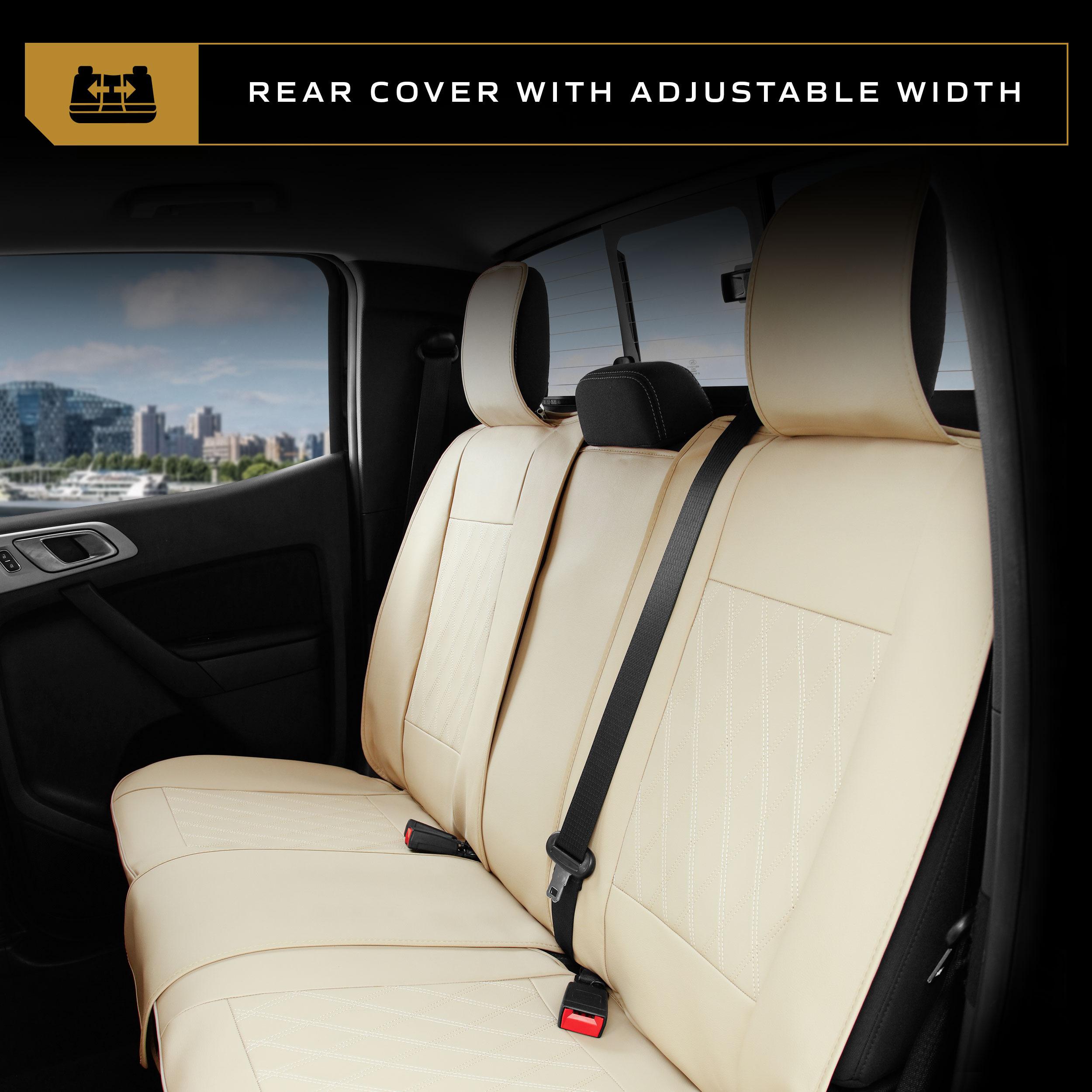 TYPE S UpShift Tan Premium Full Leather Diamond Seat Cover Set, 3 Piece