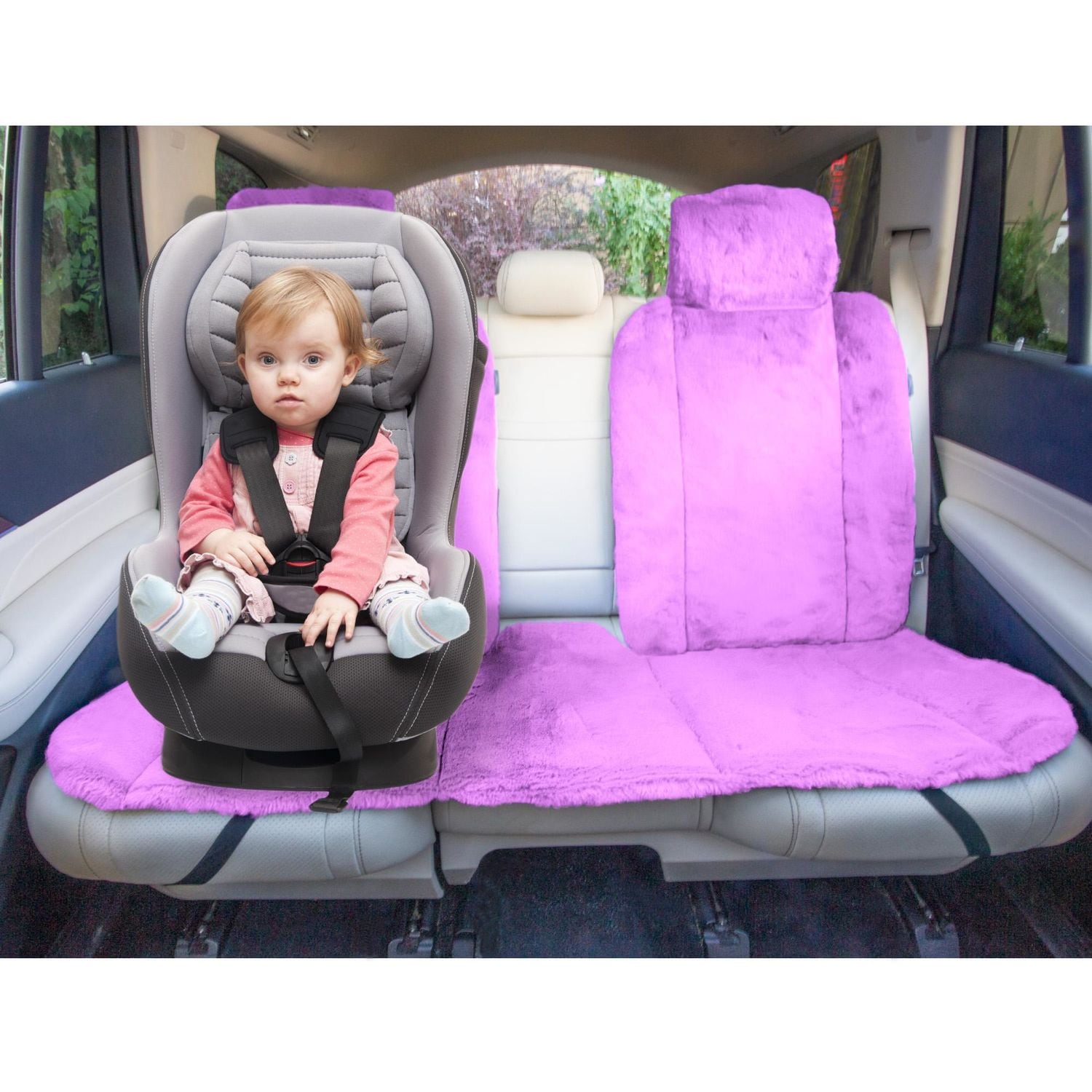 FH Group Purple Faux Rabbit Fur Seat Cover Set | AutoZone
